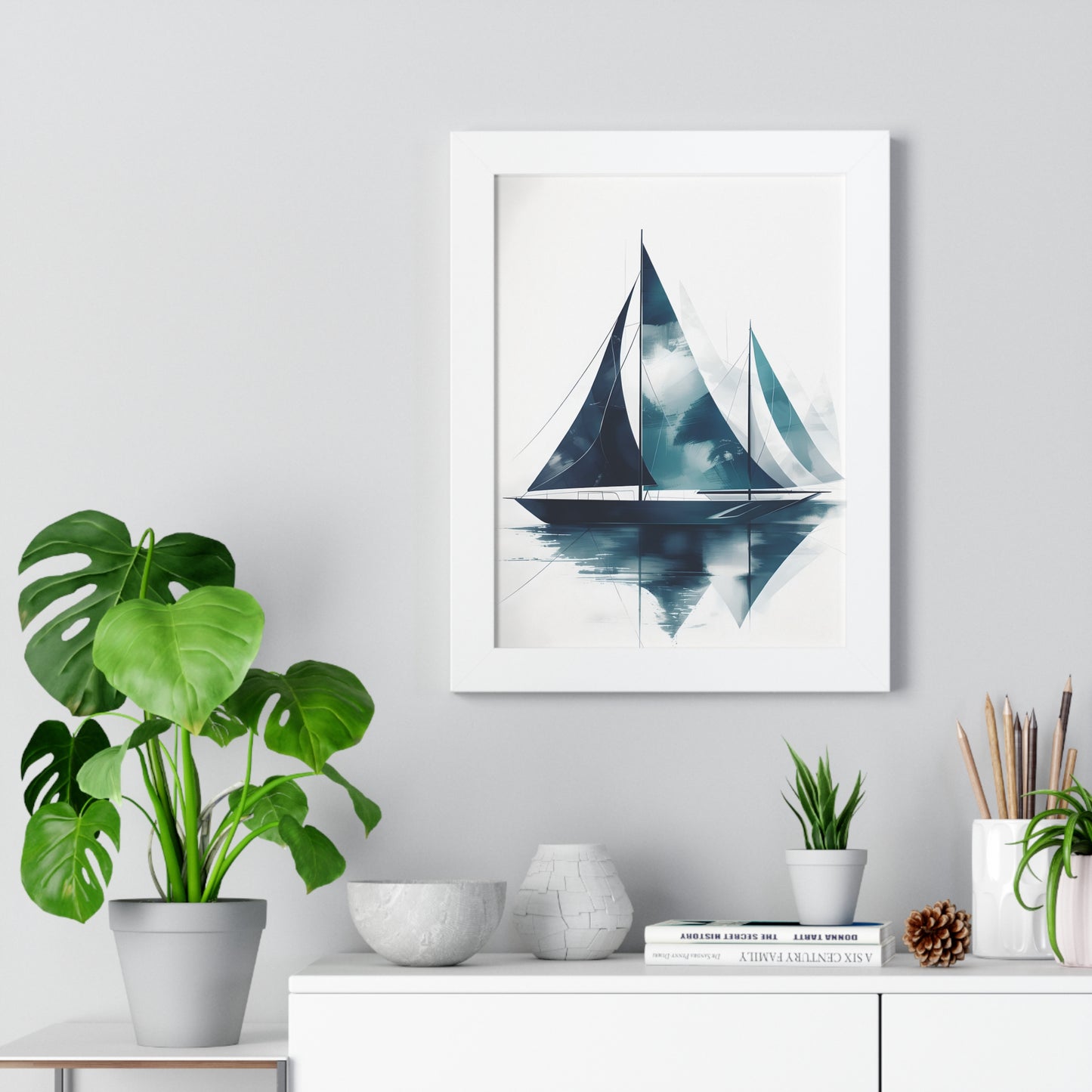 Sailboat Framed Poster — Nautical Watercolor