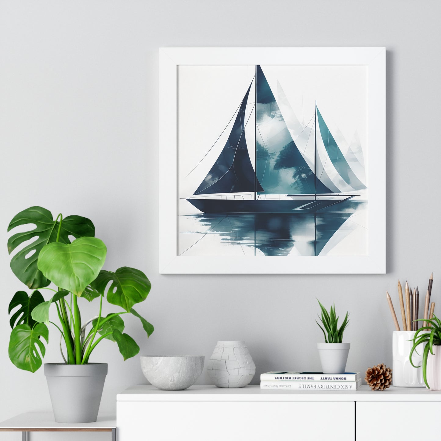 Sailboat Framed Poster — Nautical Watercolor