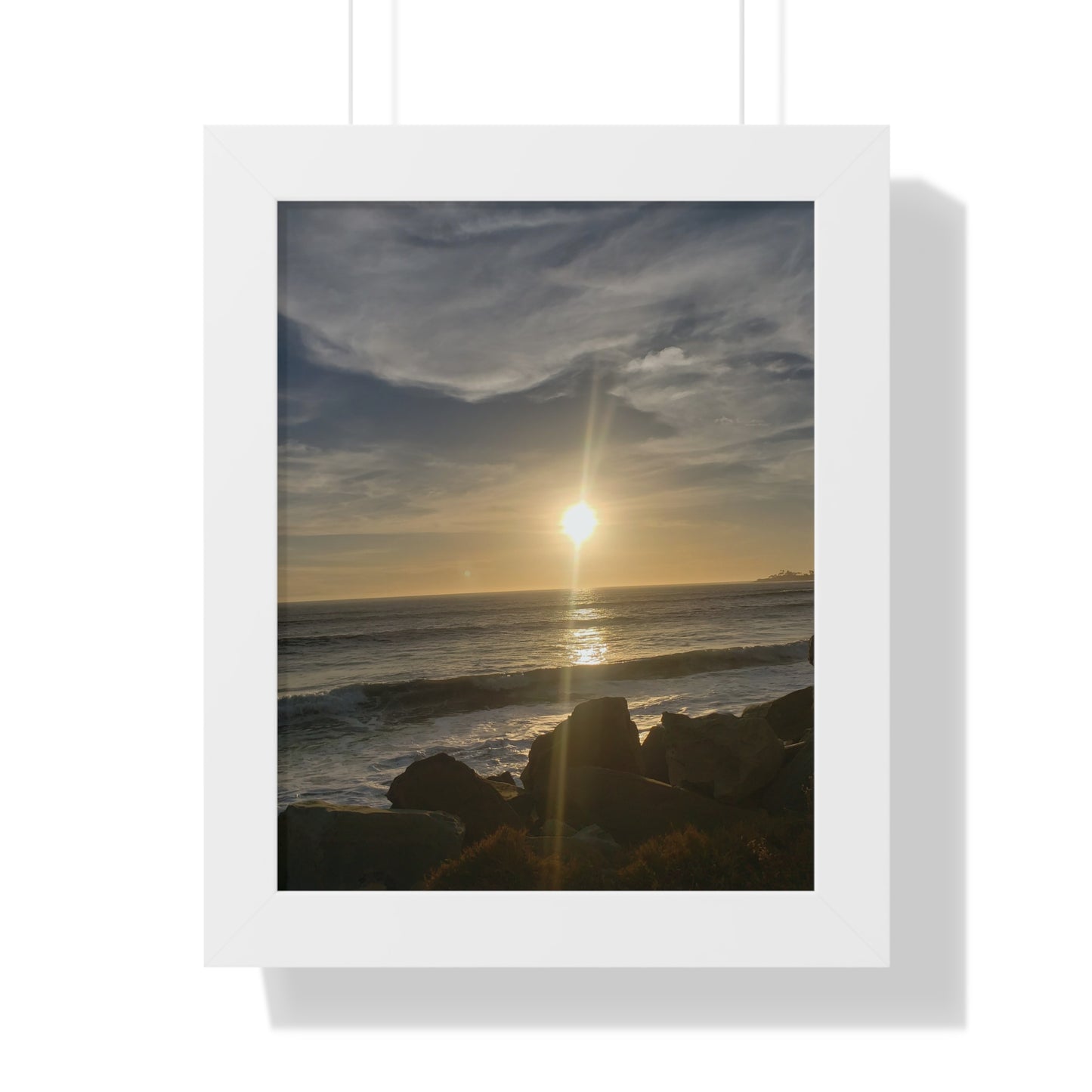 Sunset Beach (Santa Barbara, CA) Framed Poster — Coastal Ocean Wall Art