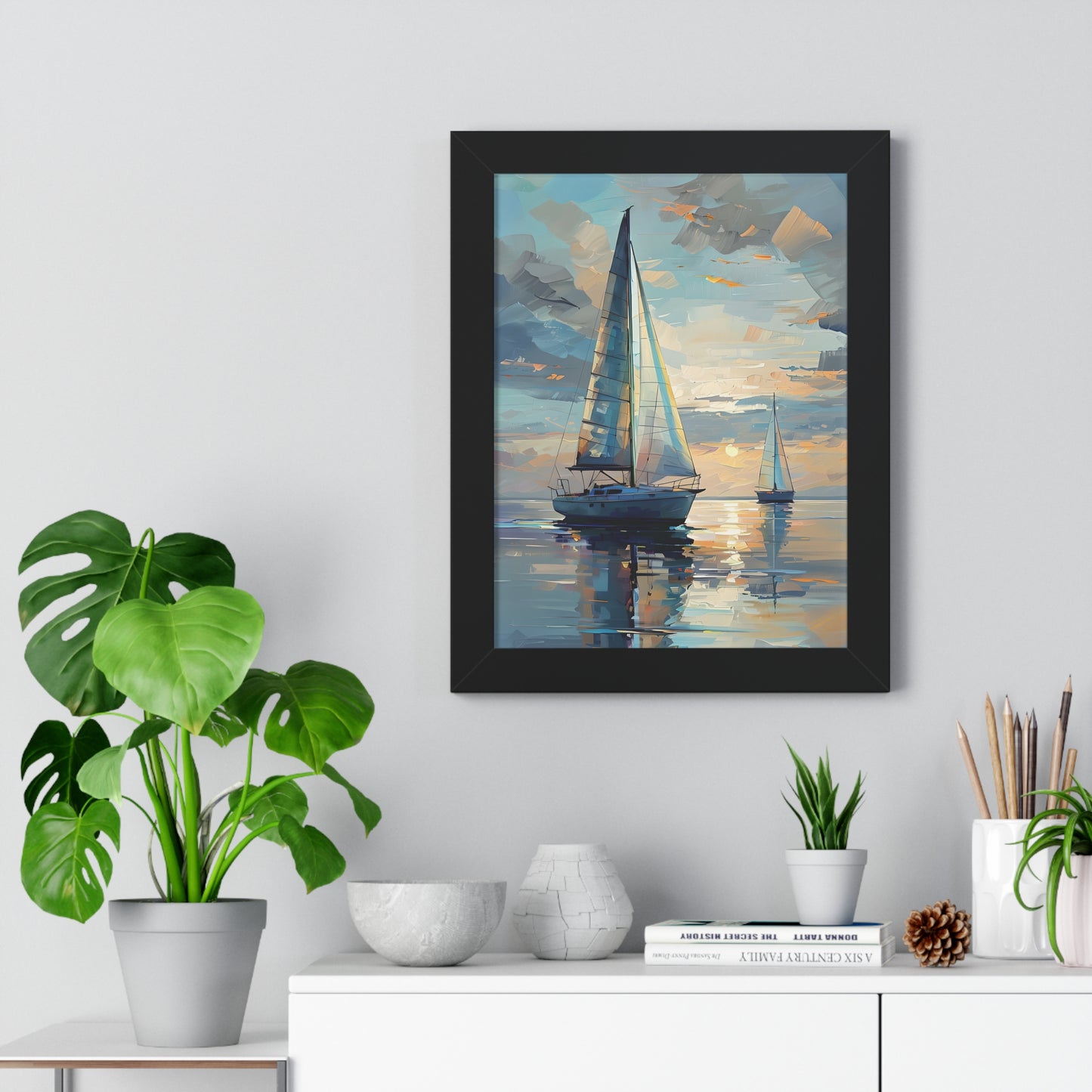 Sailboat Sunset Framed Poster