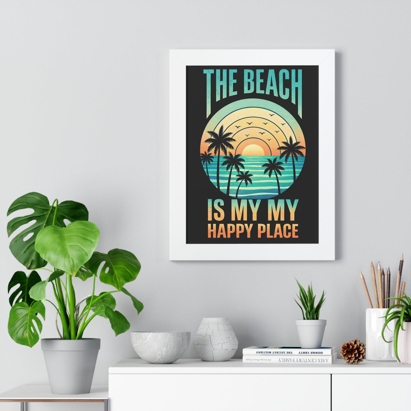 "The Beach Is My Happy Place" Framed Poster