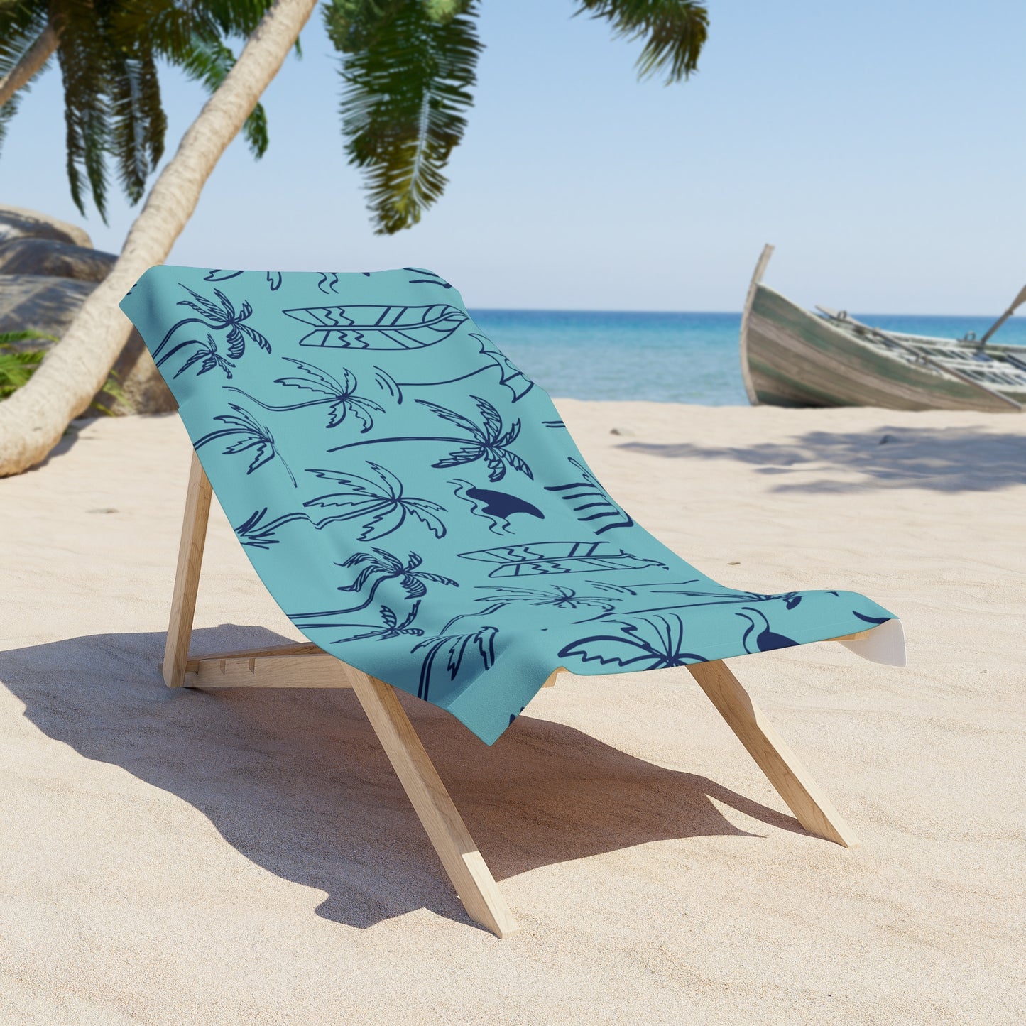 Turquoise and royal beach towel