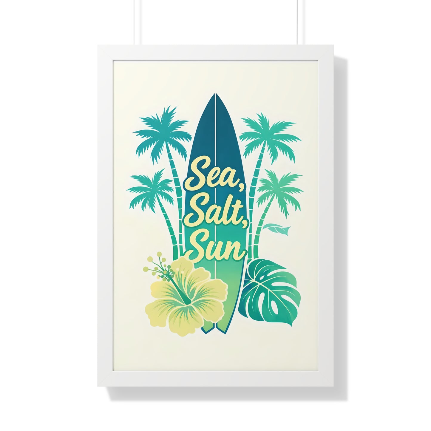 "Sea, Salt, Sun" Tropical Surf Framed Poster