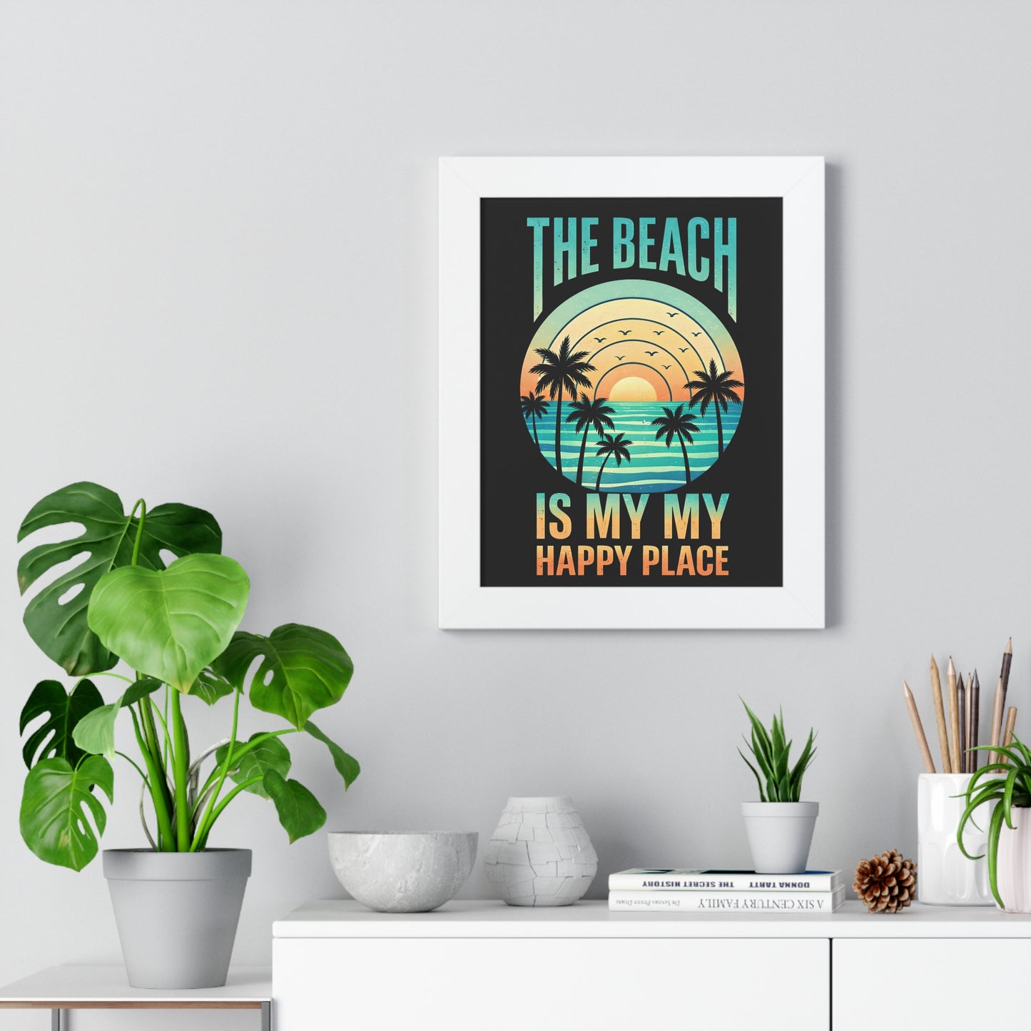 "The Beach Is My Happy Place" Framed Poster