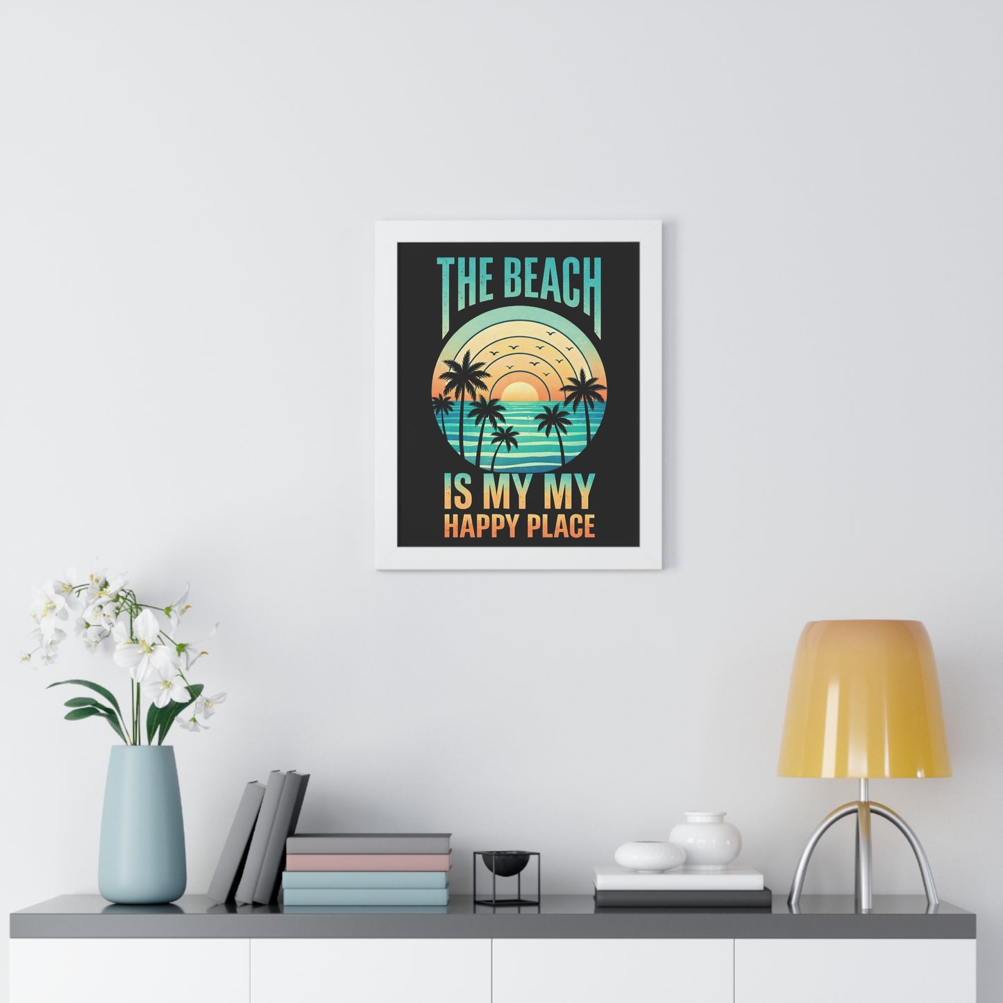 "The Beach Is My Happy Place" Framed Poster