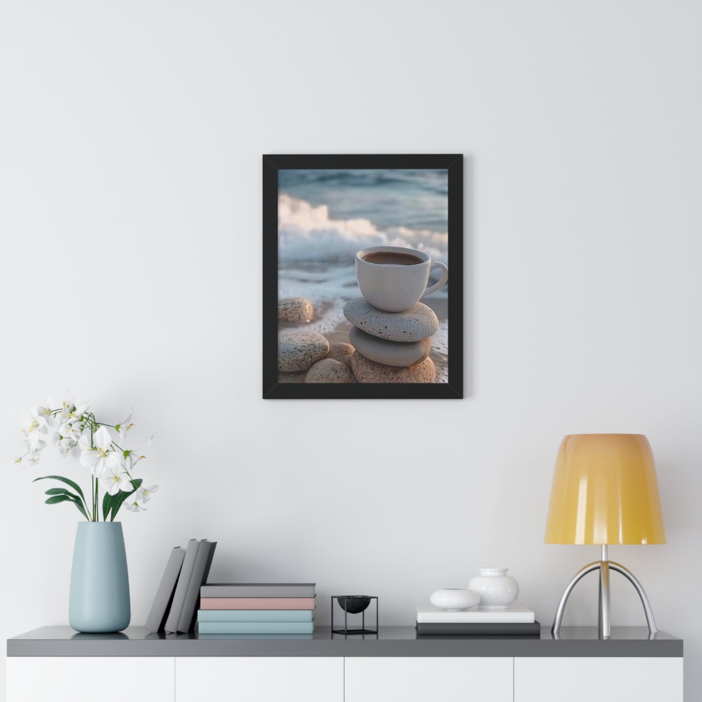 Coastal Coffee Beach Framed Wall Art
