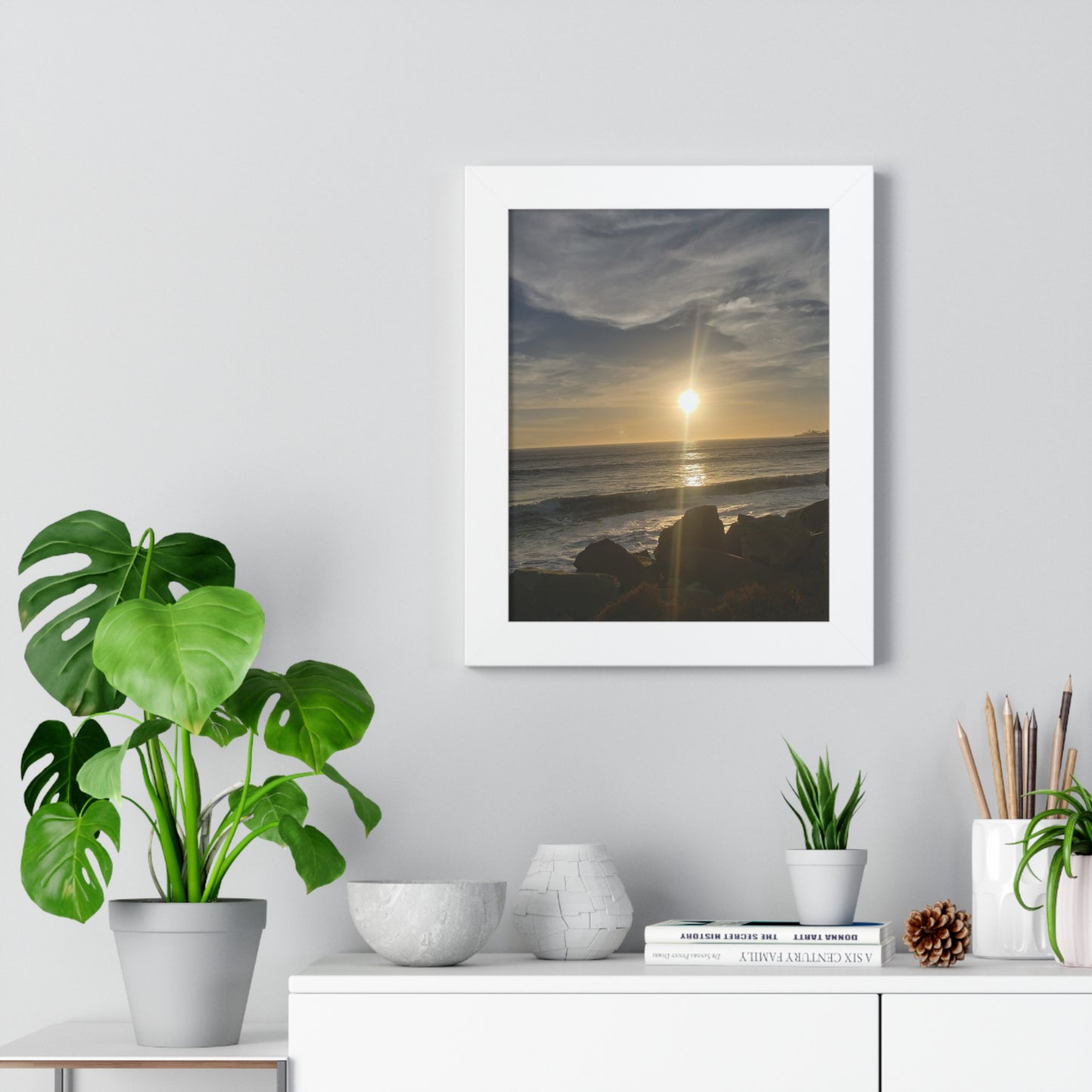 Sunset Beach (Santa Barbara, CA) Framed Poster — Coastal Ocean Wall Art