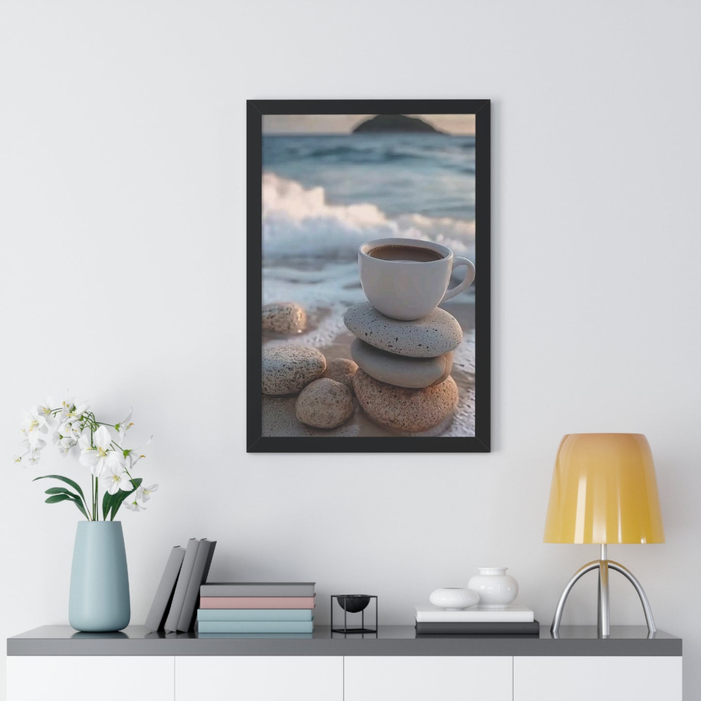 Coastal Coffee Beach Framed Wall Art