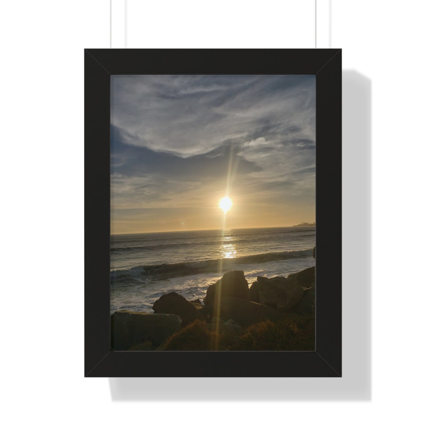 Sunset Beach (Santa Barbara, CA) Framed Poster — Coastal Ocean Wall Art