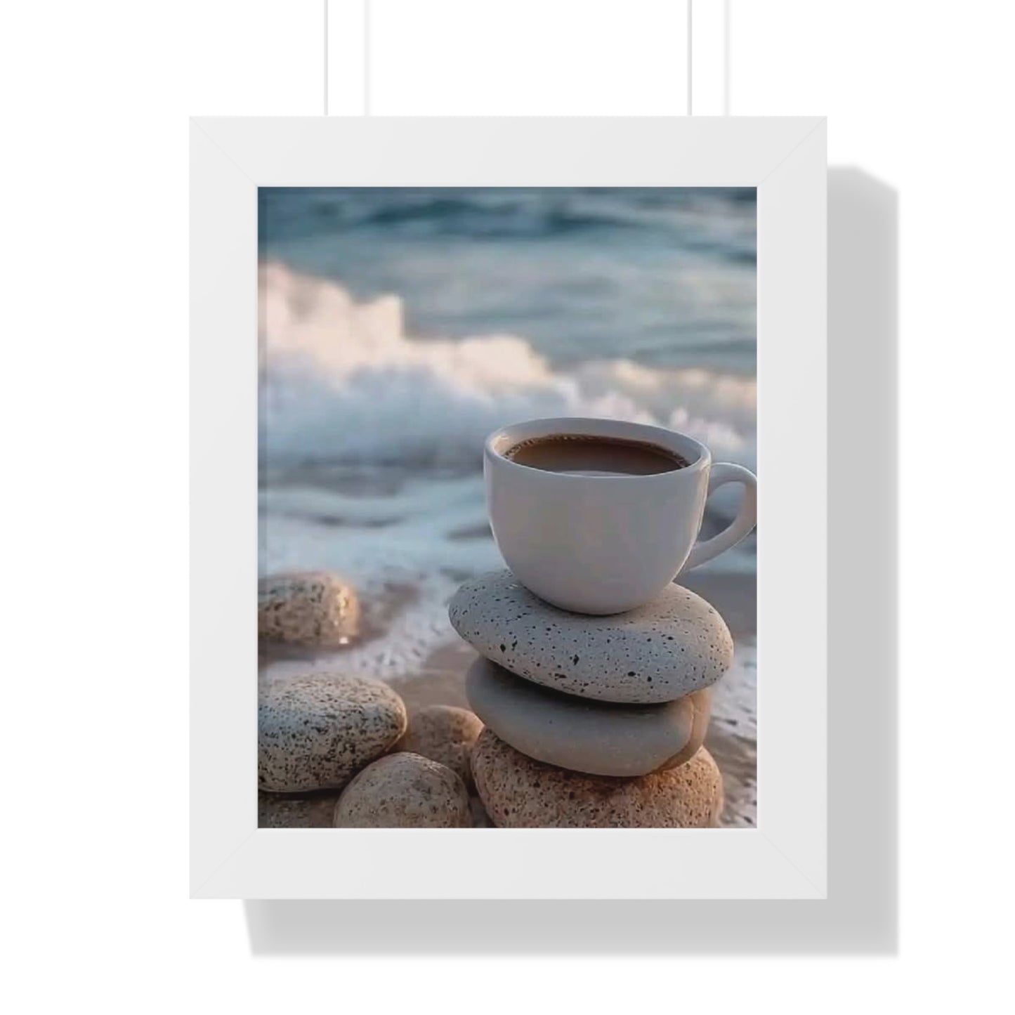 Coastal Coffee Beach Framed Wall Art