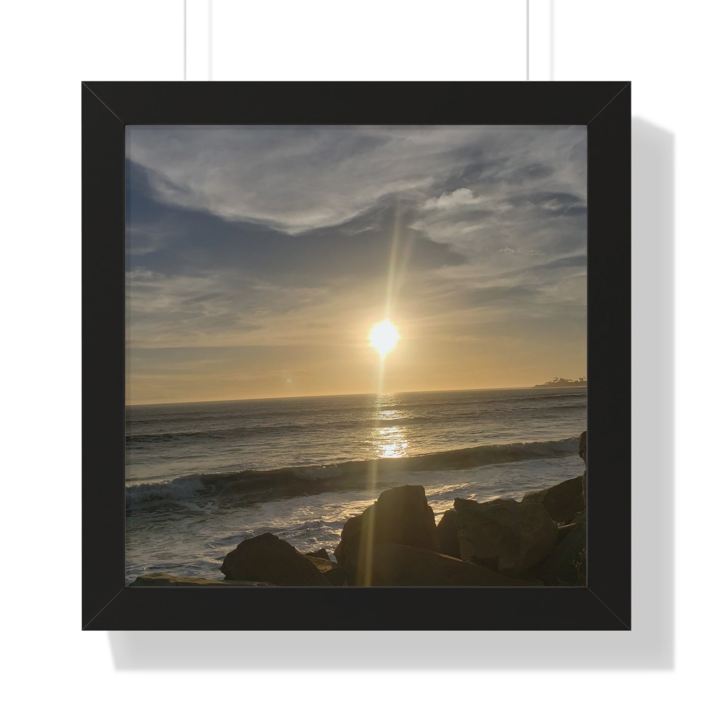 Sunset Beach (Santa Barbara, CA) Framed Poster — Coastal Ocean Wall Art