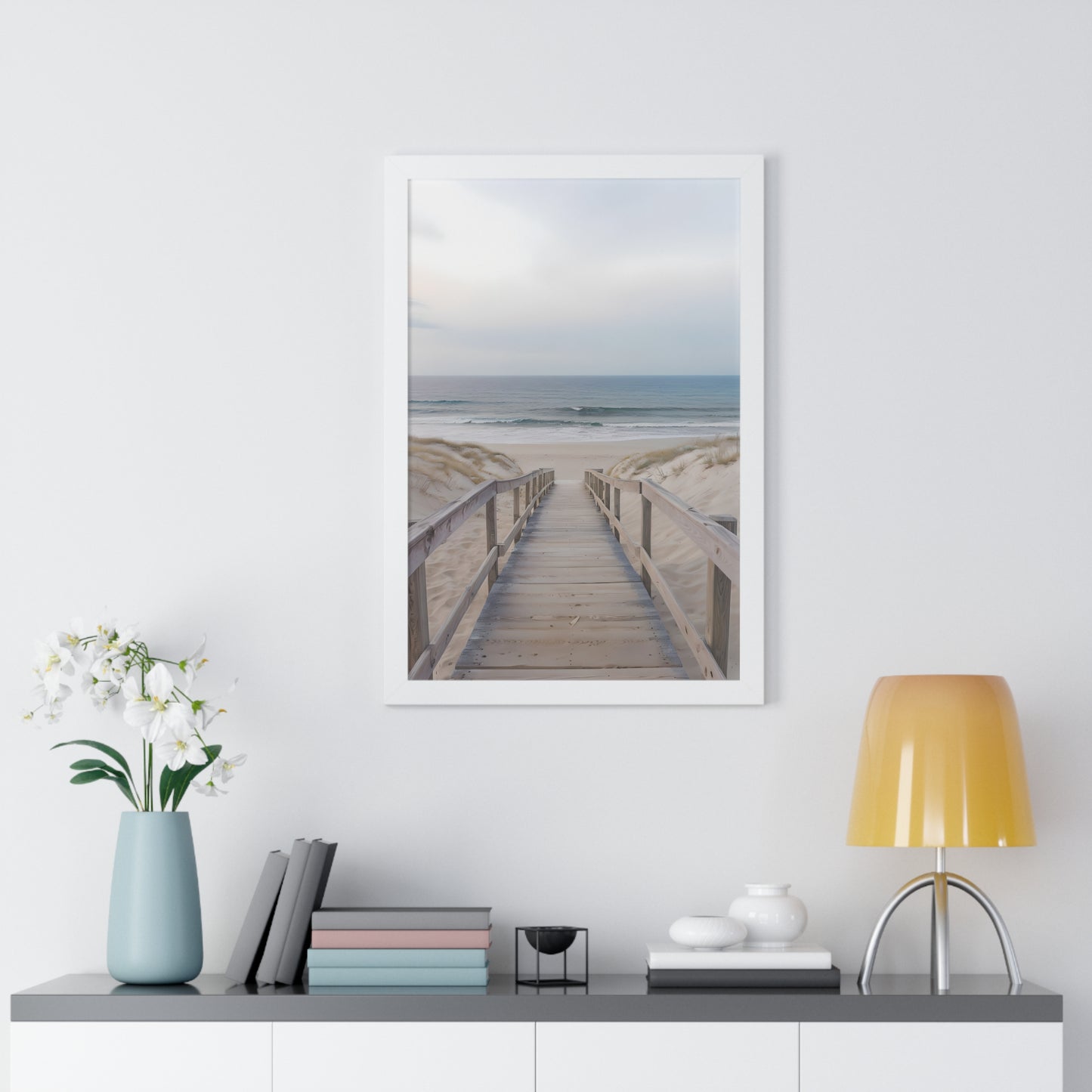Coastal Serenity Framed Vertical Poster, Beach Decor, Coastal Vibes