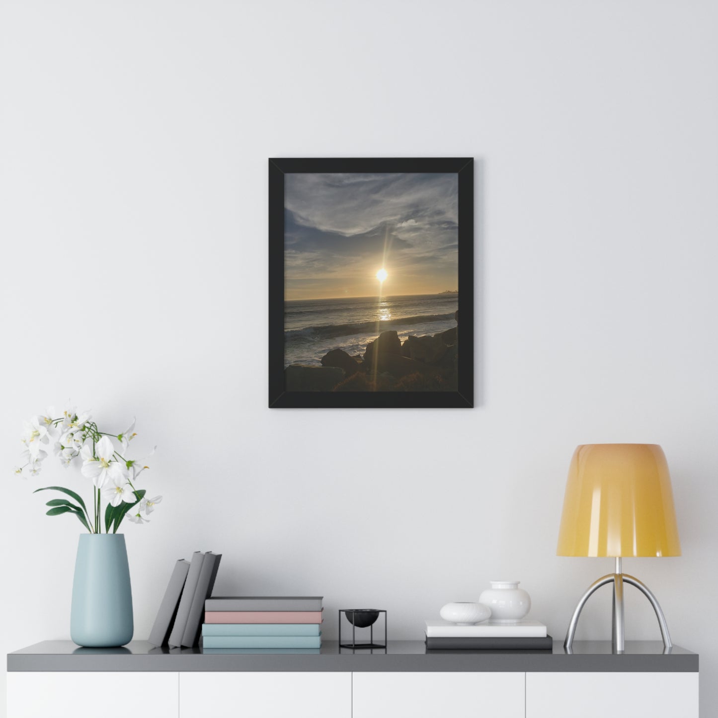 Sunset Beach (Santa Barbara, CA) Framed Poster — Coastal Ocean Wall Art
