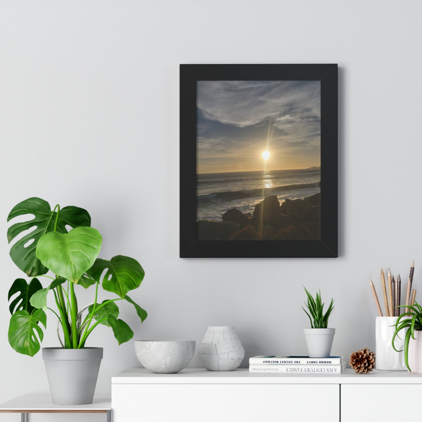 Sunset Beach (Santa Barbara, CA) Framed Poster — Coastal Ocean Wall Art