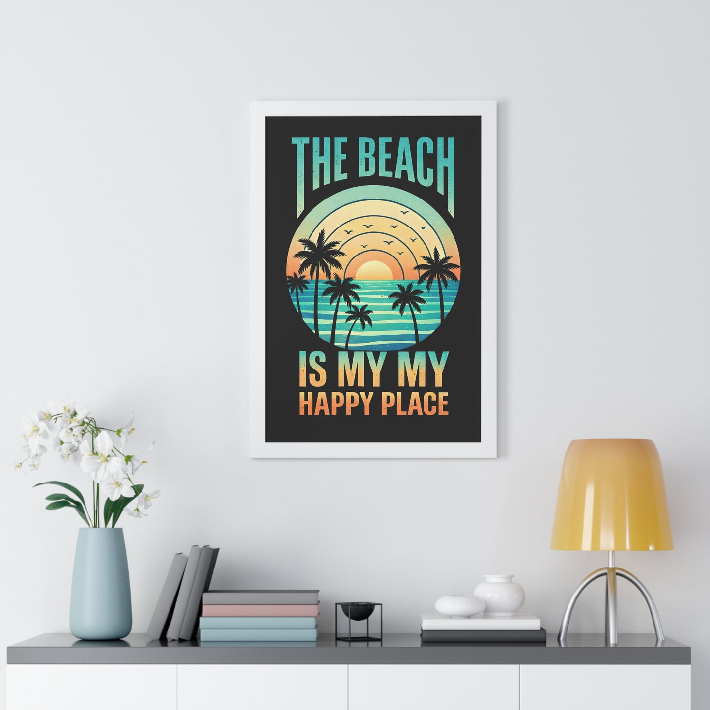 "The Beach Is My Happy Place" Framed Poster
