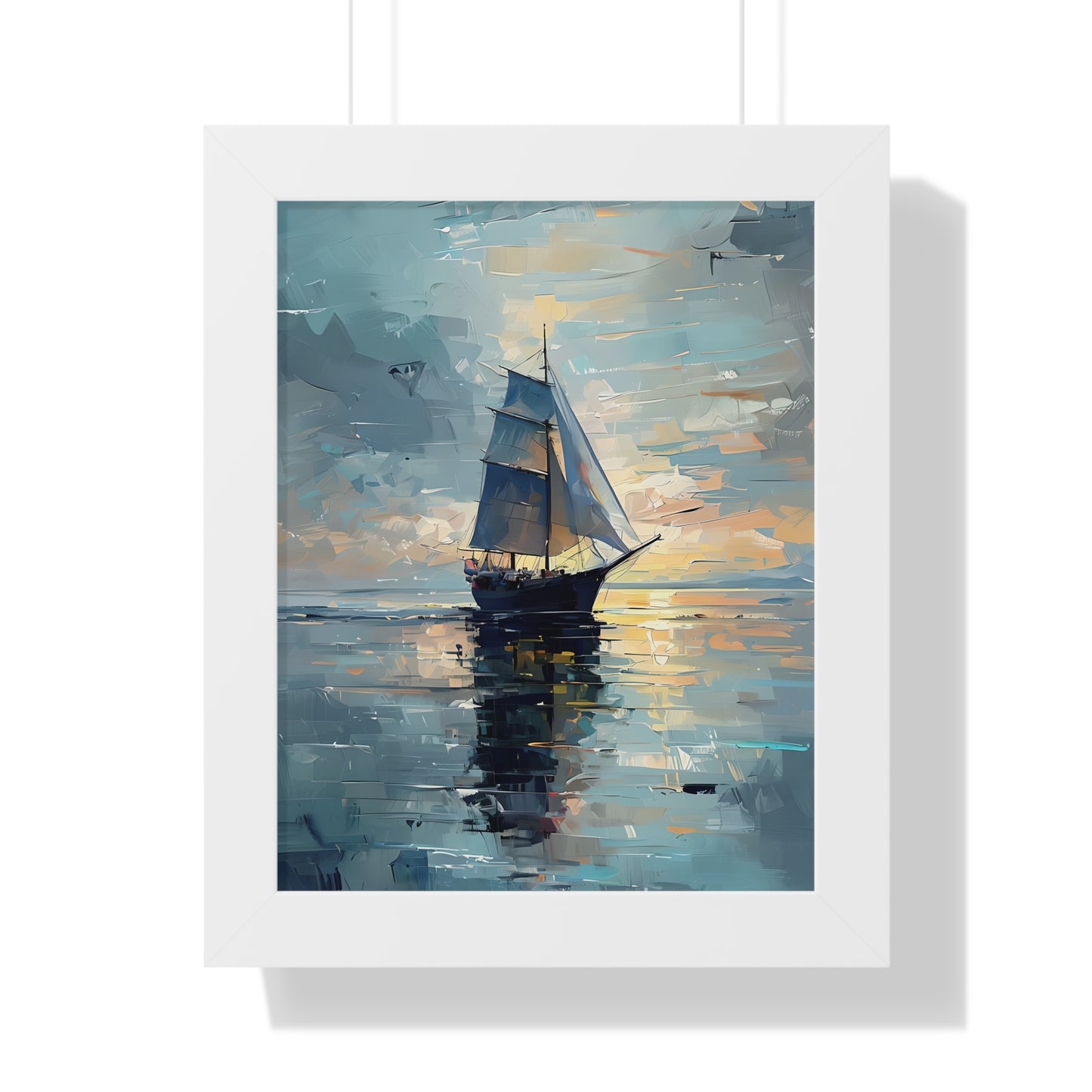 Single Sailboat Sunset Framed Poster