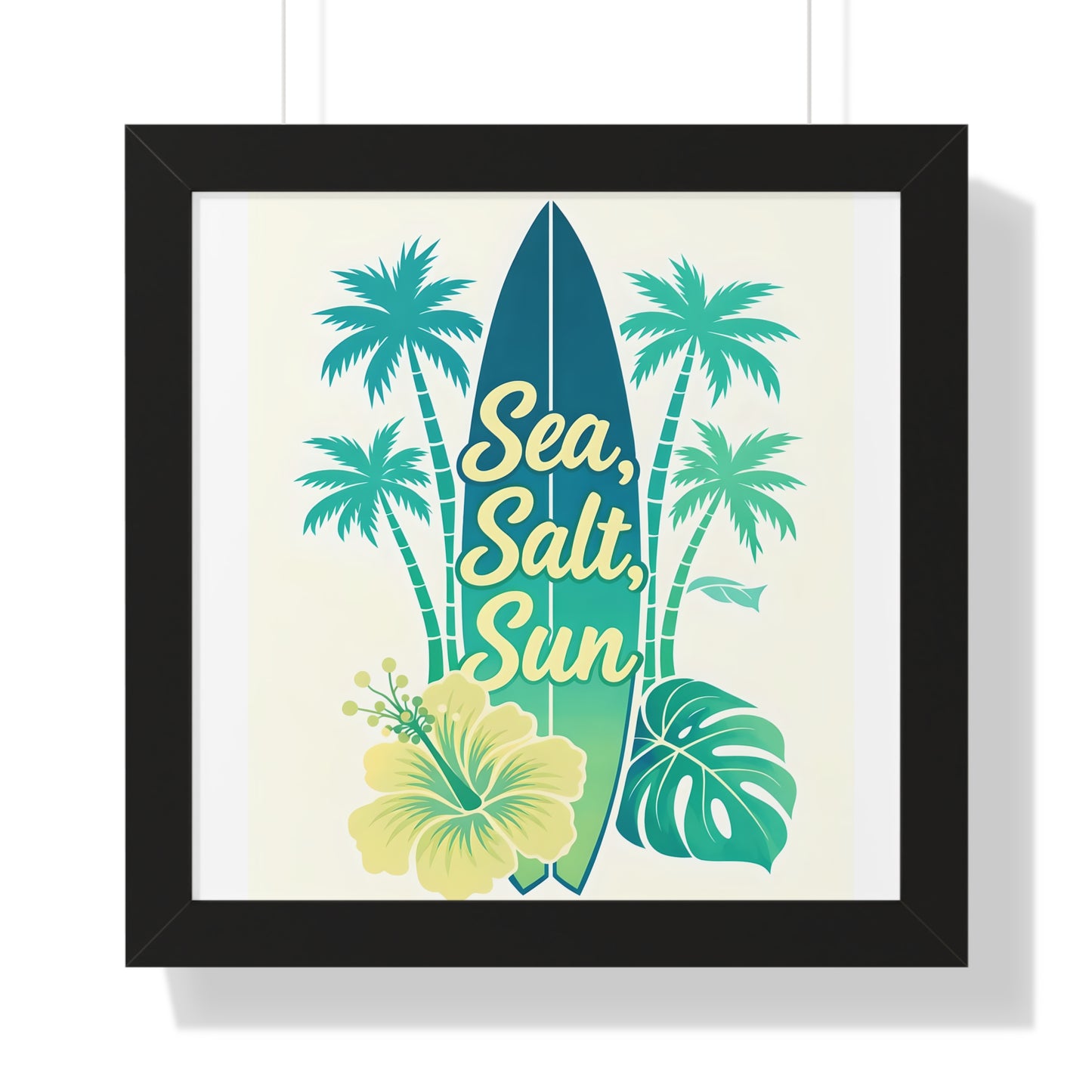 "Sea, Salt, Sun" Tropical Surf Framed Poster