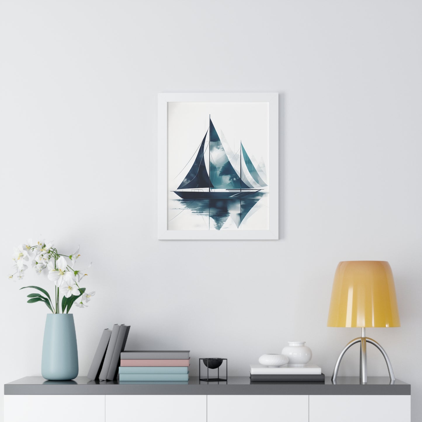 Sailboat Framed Poster — Nautical Watercolor