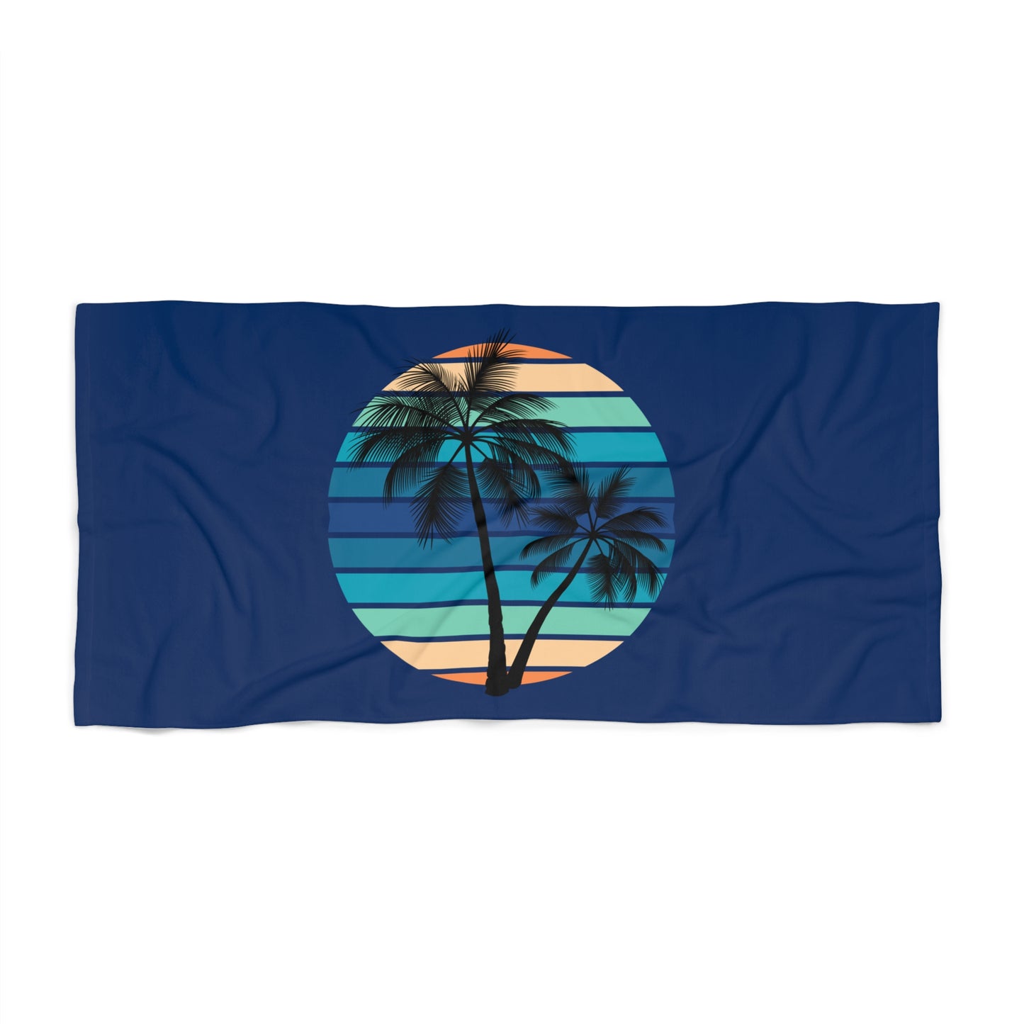 Palm Tree (Navy Background) Beach Towel