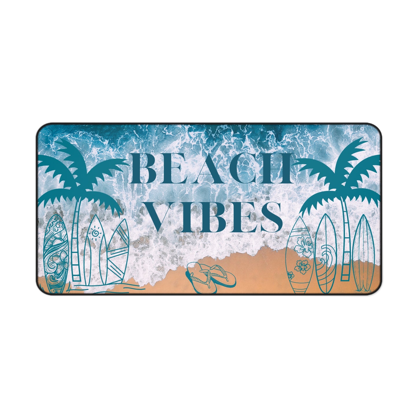 Beach Vibes Desk Mat — Surfboard & Palm