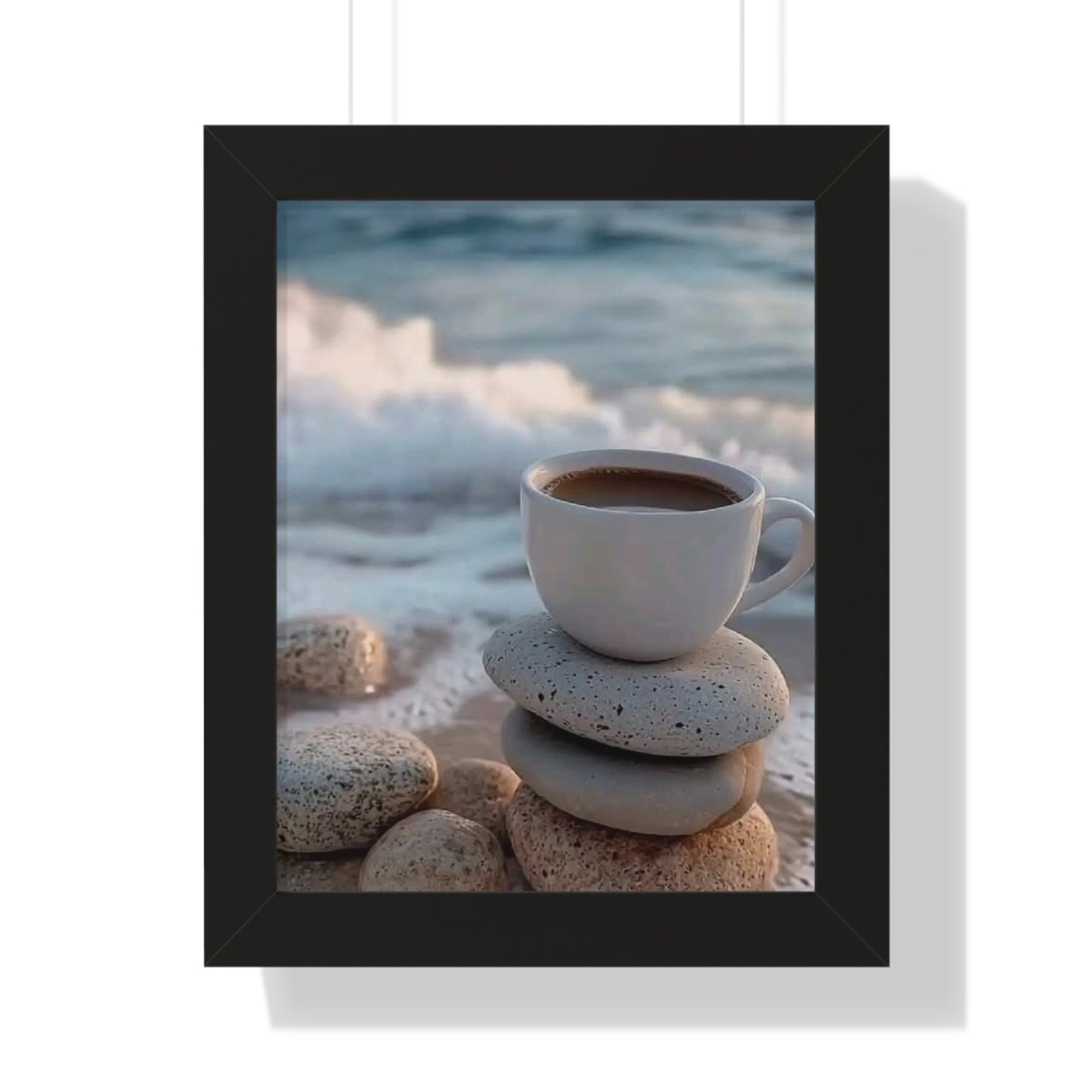 Coastal Coffee Beach Framed Wall Art