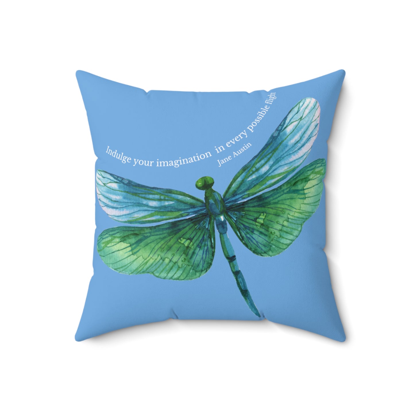 Dragonfly Pillow (Jane Austin Quote)