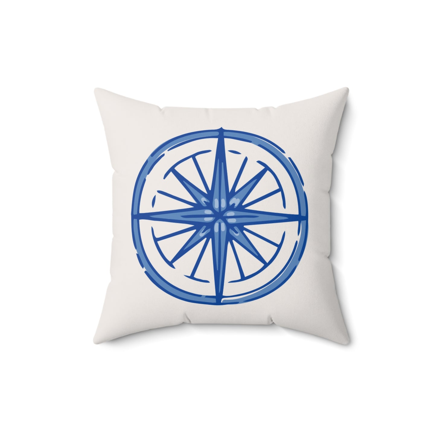 Nautical Compass Decorative Pillow - Spun Polyester Square Cushion for Home & Travel