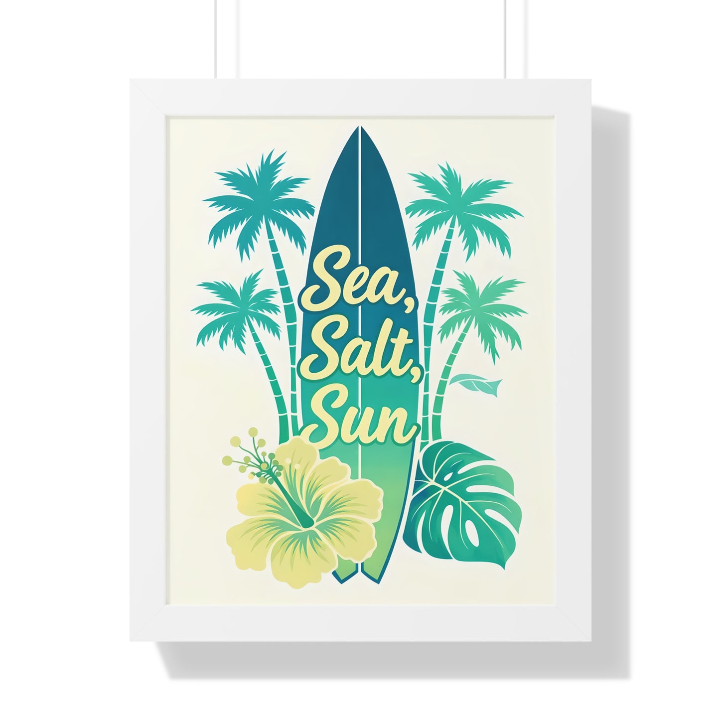 "Sea, Salt, Sun" Tropical Surf Framed Poster