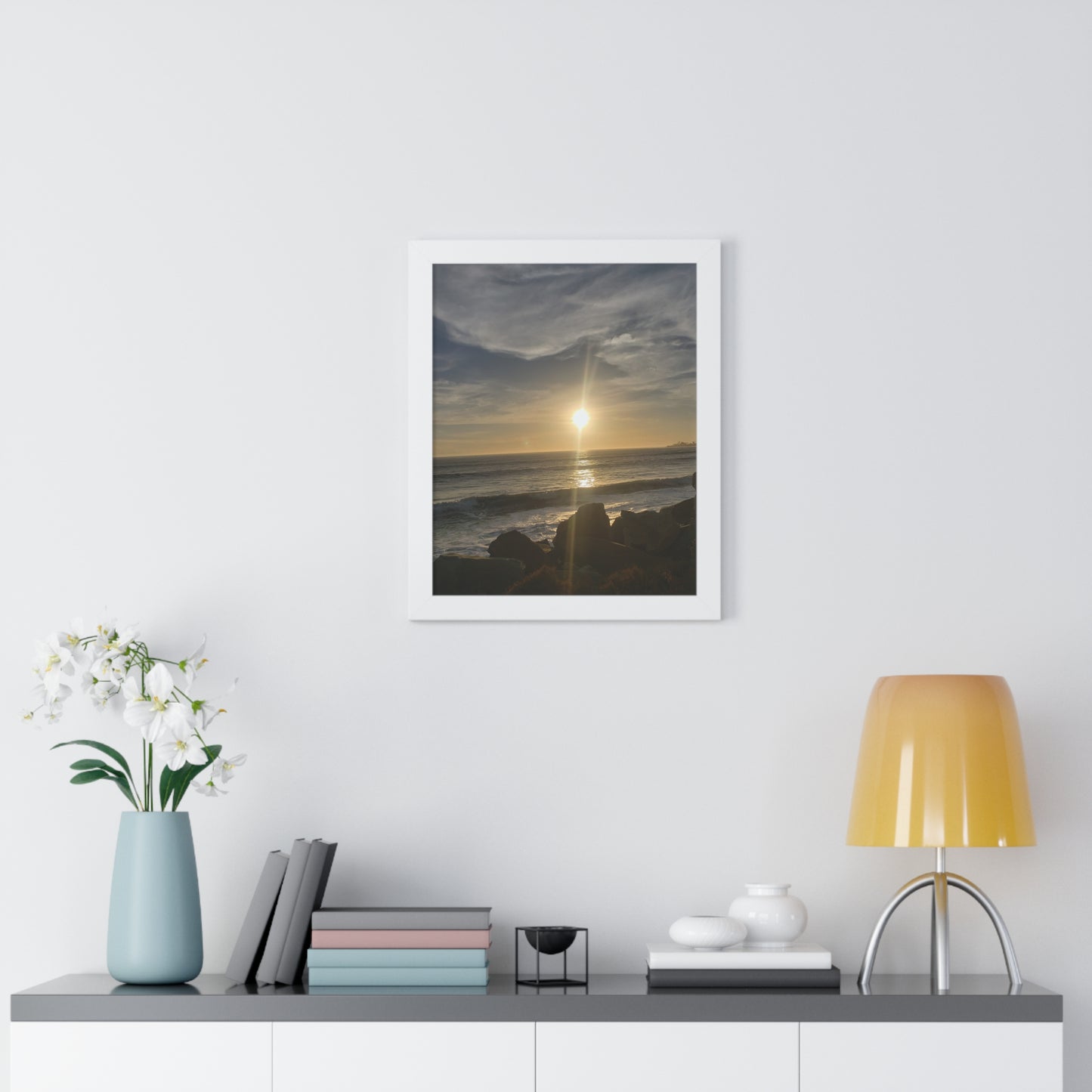 Sunset Beach (Santa Barbara, CA) Framed Poster — Coastal Ocean Wall Art