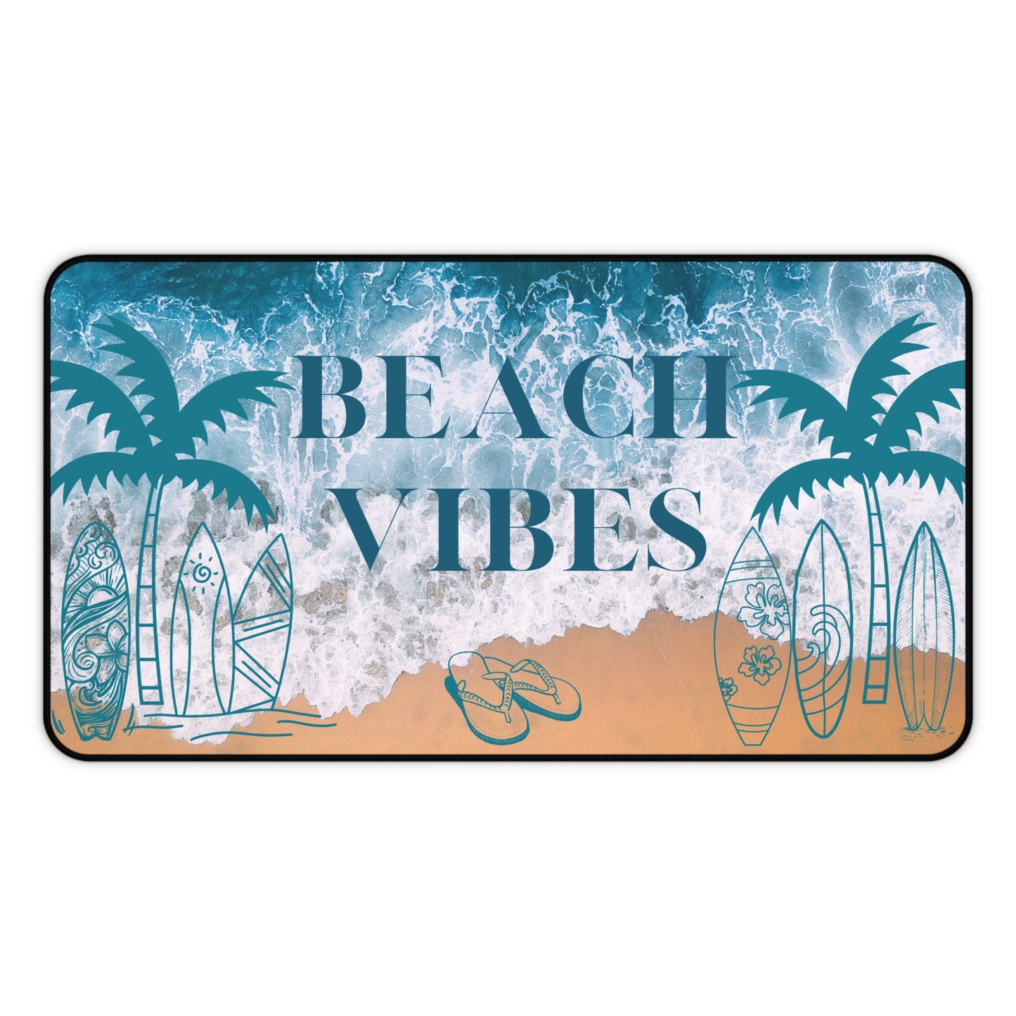 Beach Vibes Desk Mat — Surfboard & Palm