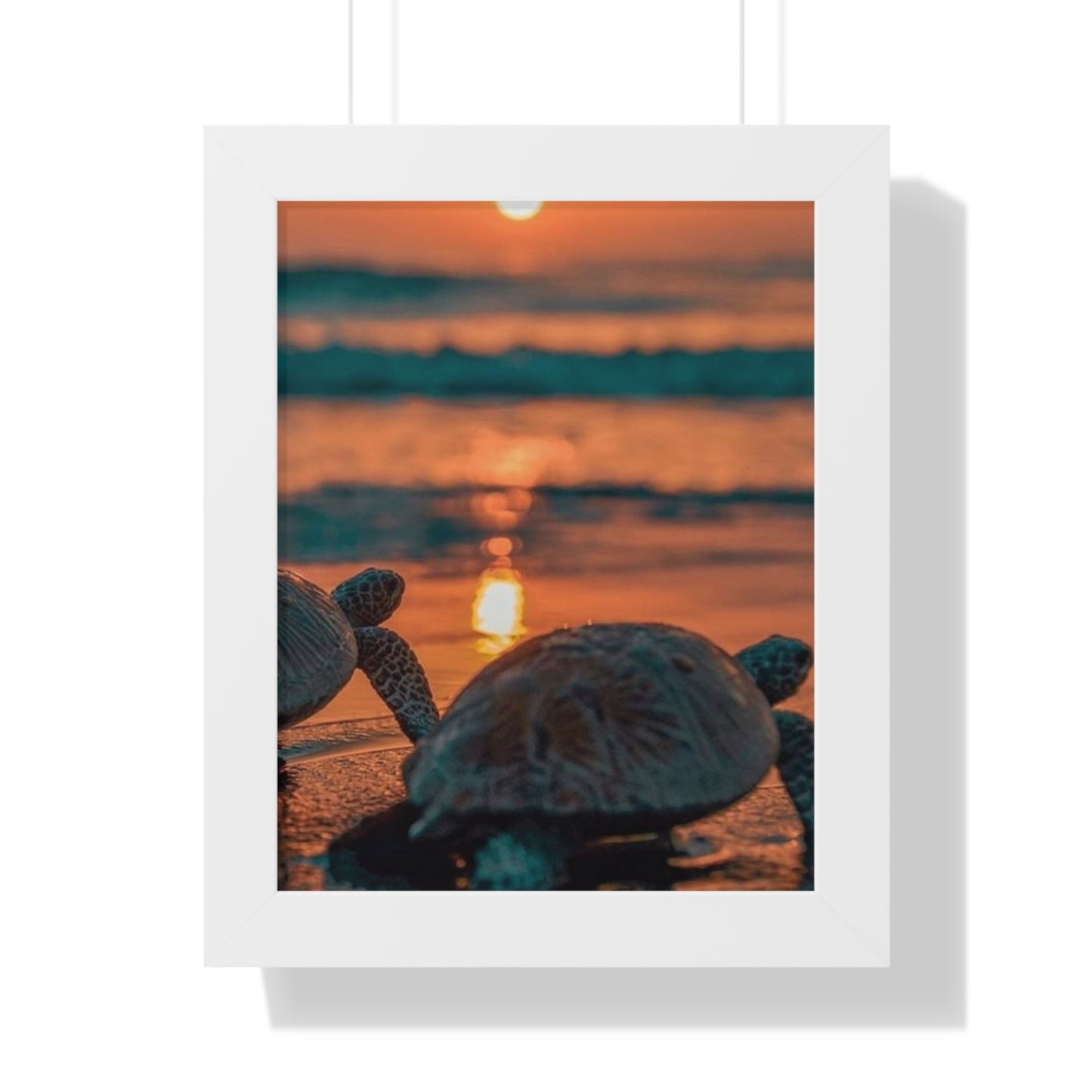 Sea Turtle Sunset Framed Poster