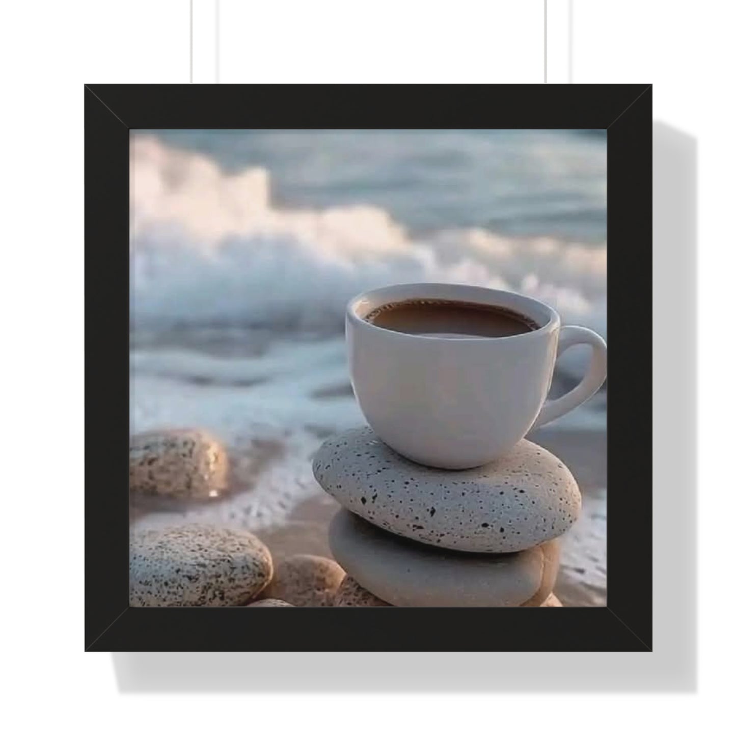 Coastal Coffee Beach Framed Wall Art