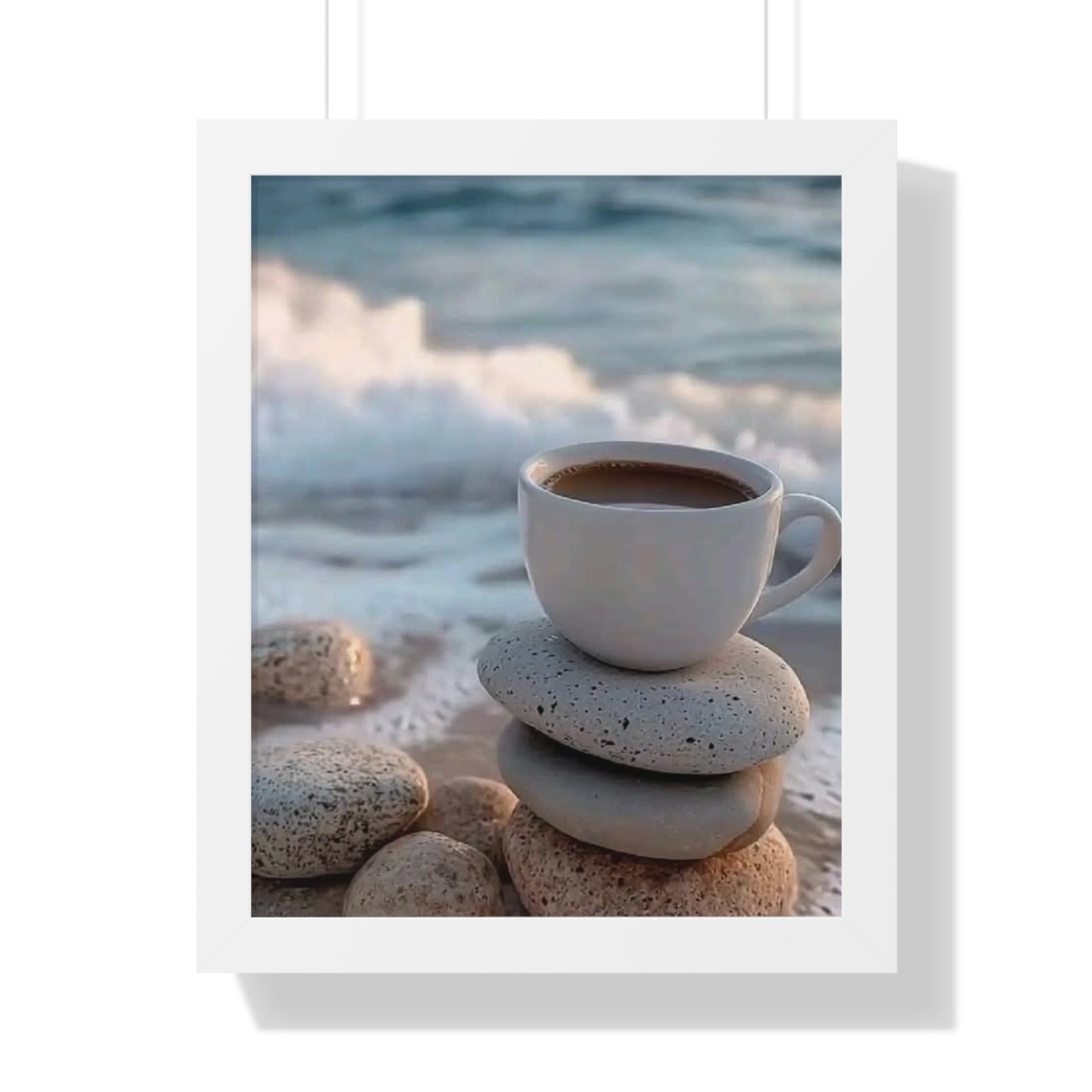 Coastal Coffee Beach Framed Wall Art