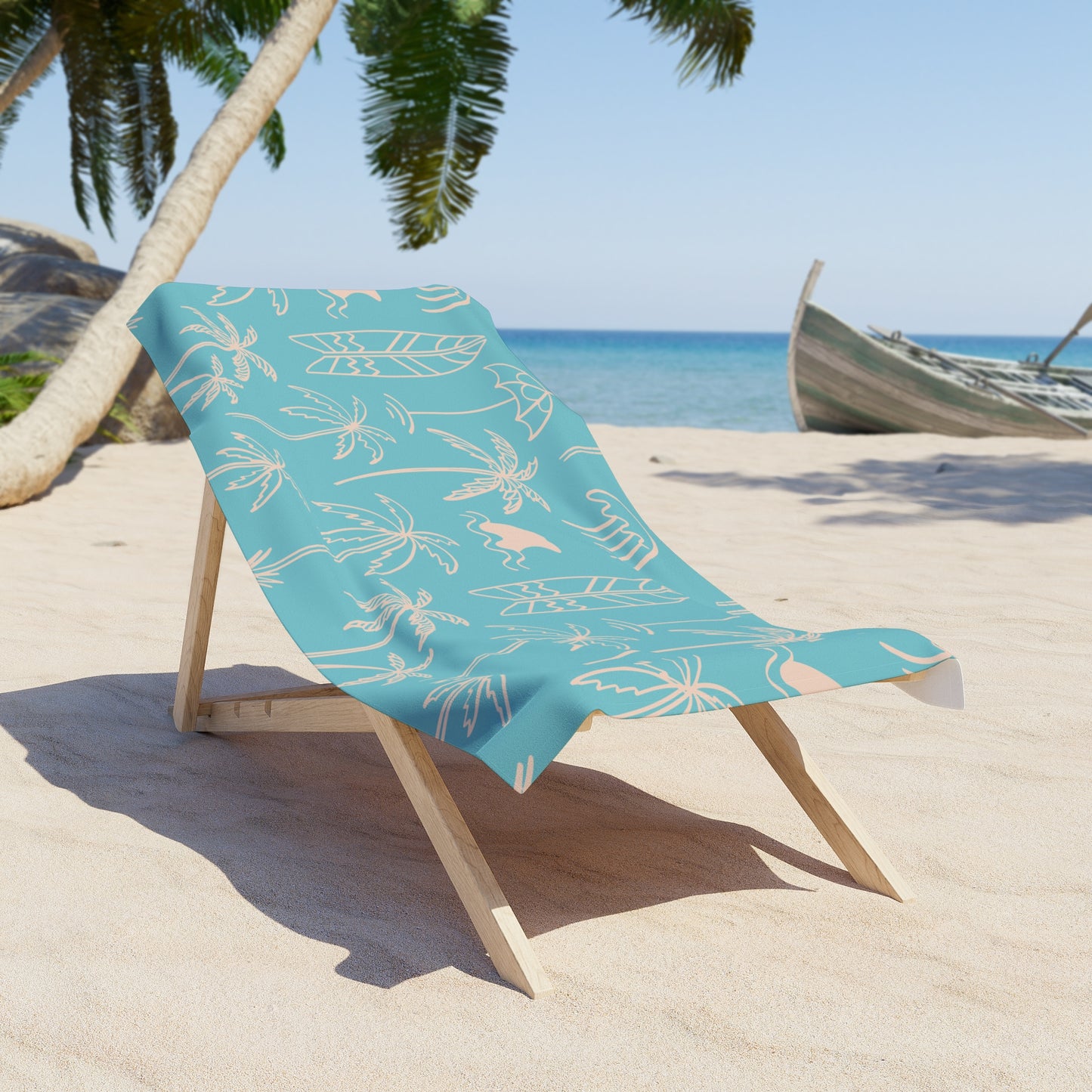 Turquoise and Sand Beach Towel