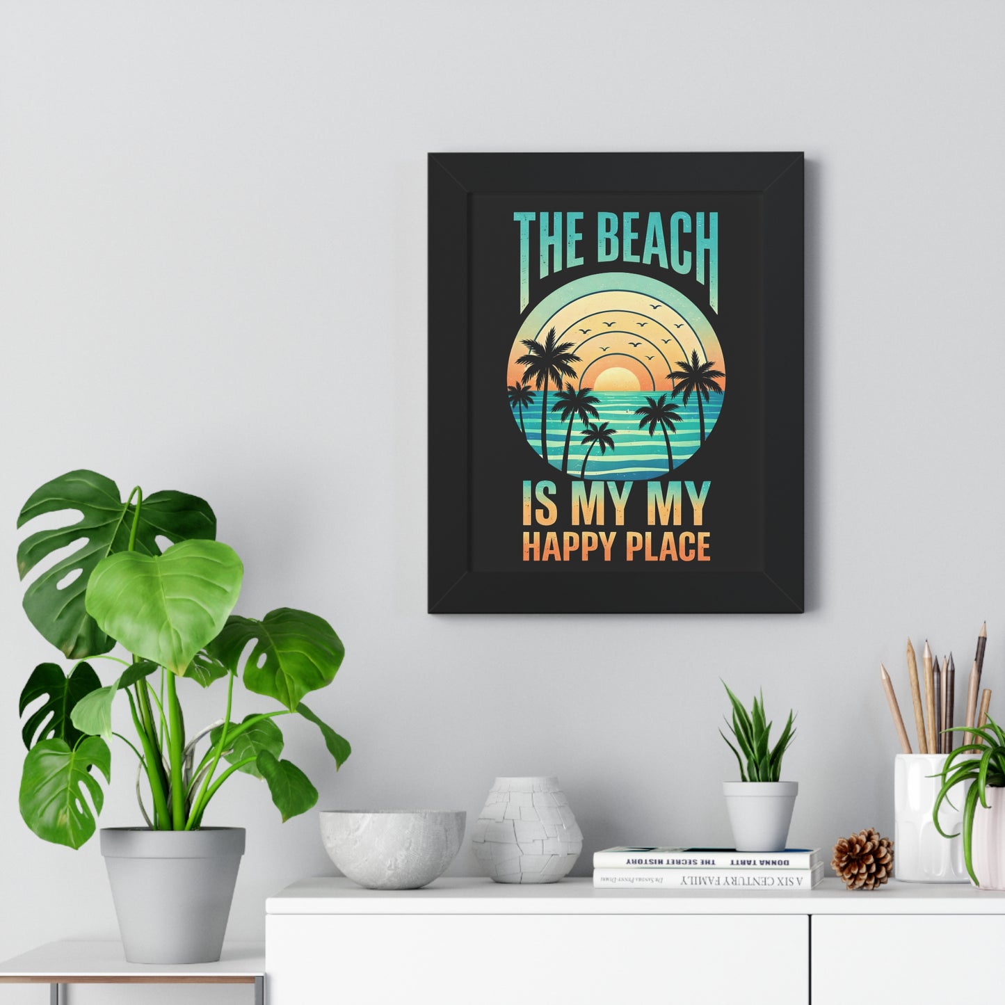 "The Beach Is My Happy Place" Framed Poster