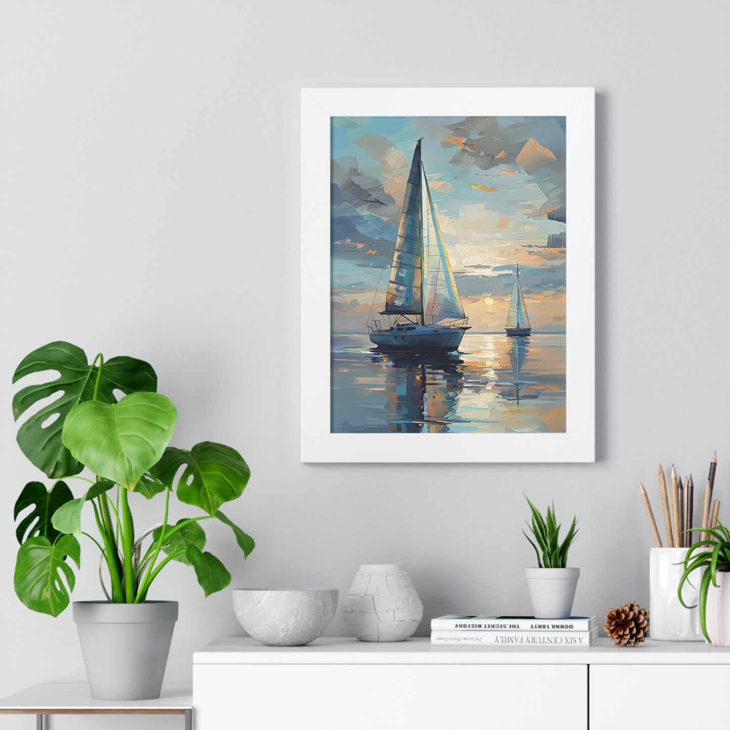 Sailboat Sunset Framed Poster