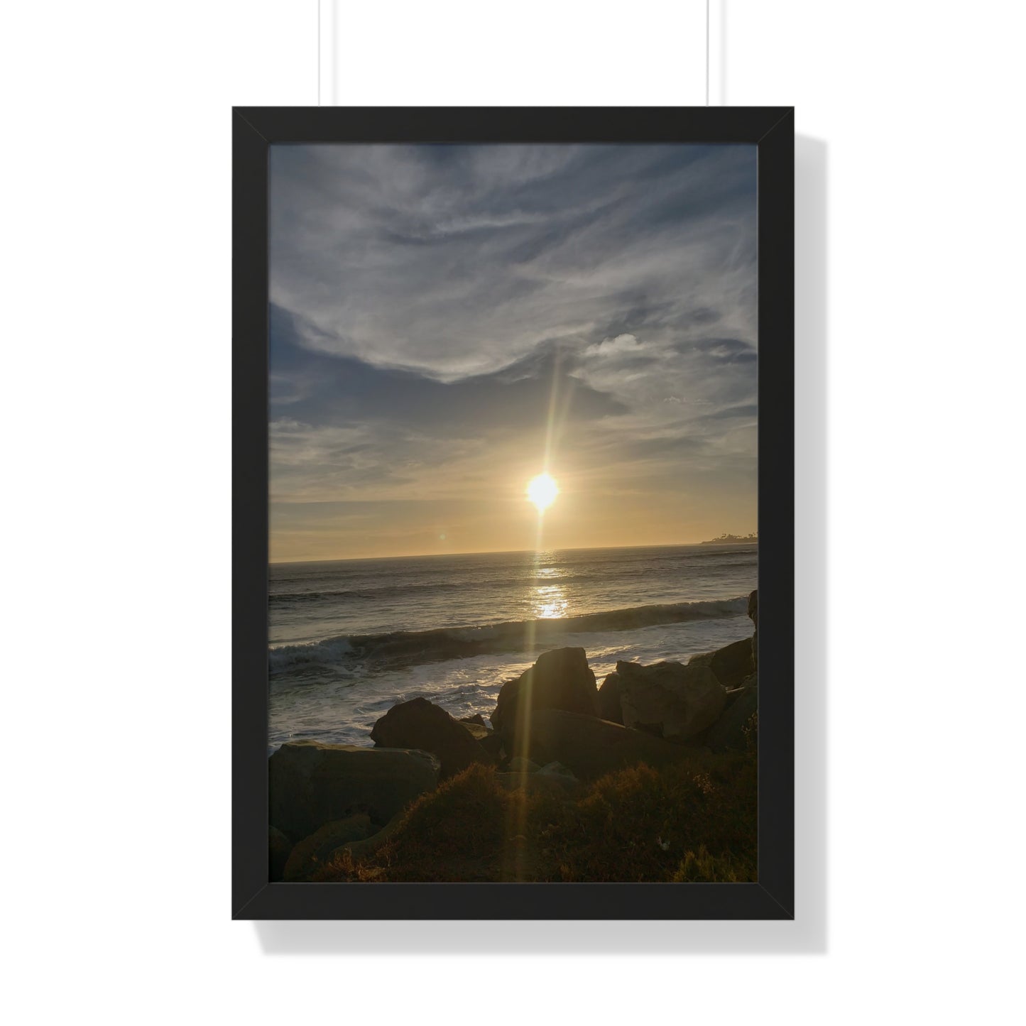 Sunset Beach (Santa Barbara, CA) Framed Poster — Coastal Ocean Wall Art
