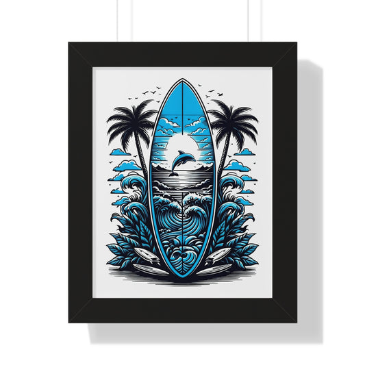Surf Vibes Framed Vertical Poster | Beach Decor for Coastal Lovers