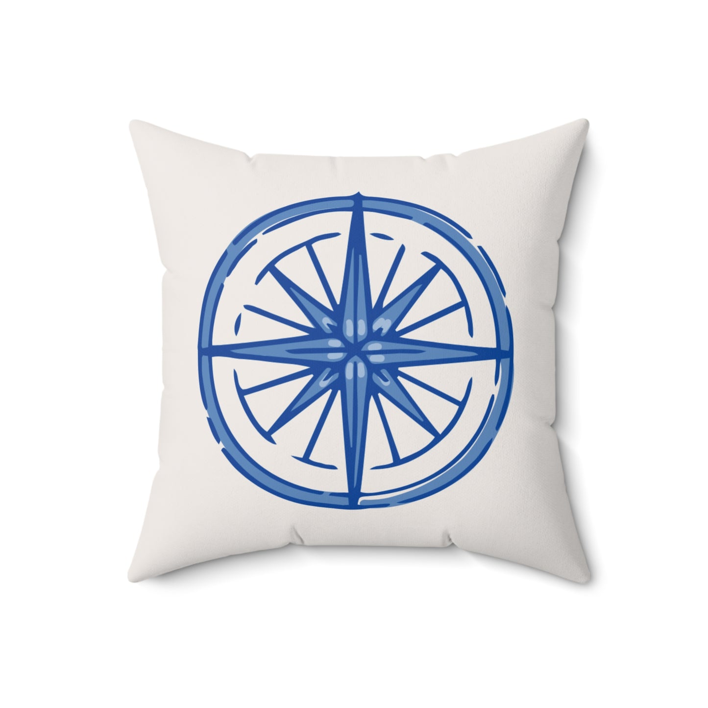 Nautical Compass Decorative Pillow - Spun Polyester Square Cushion for Home & Travel