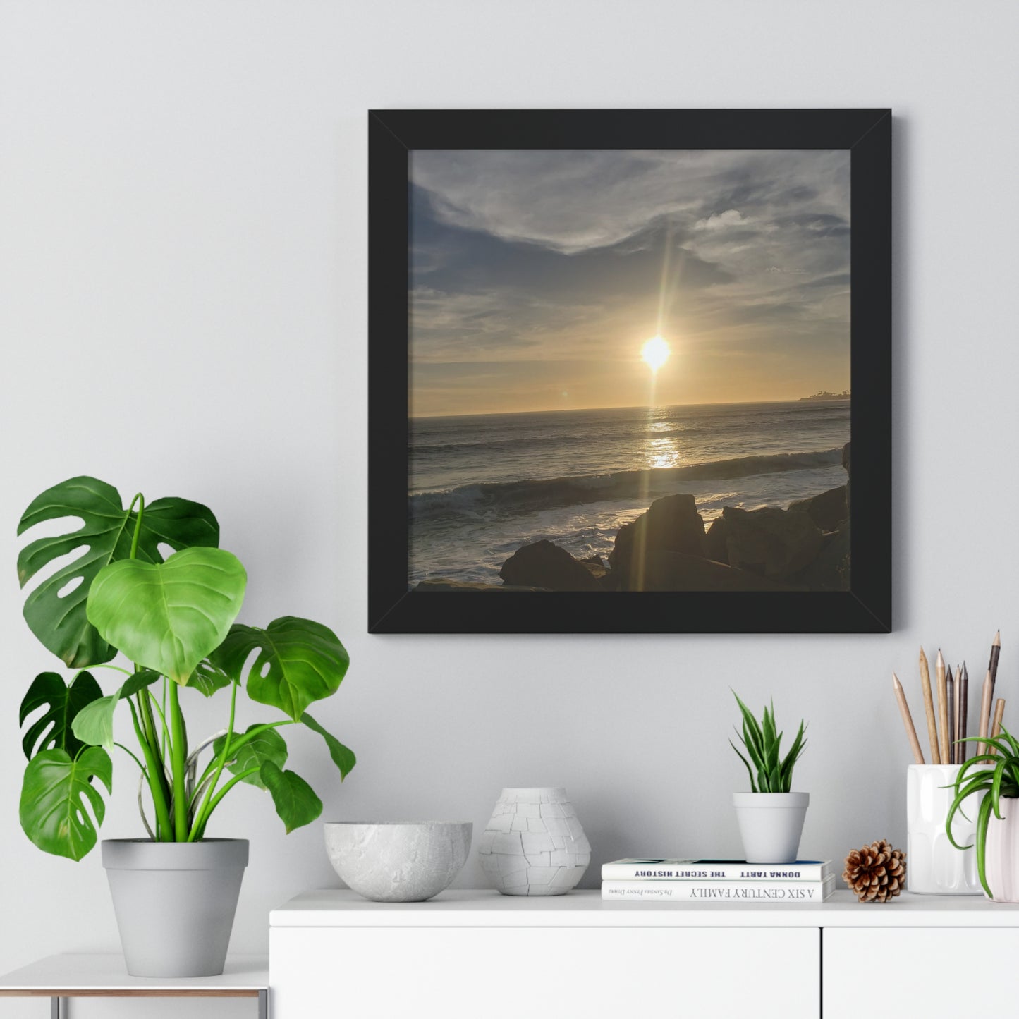 Sunset Beach (Santa Barbara, CA) Framed Poster — Coastal Ocean Wall Art