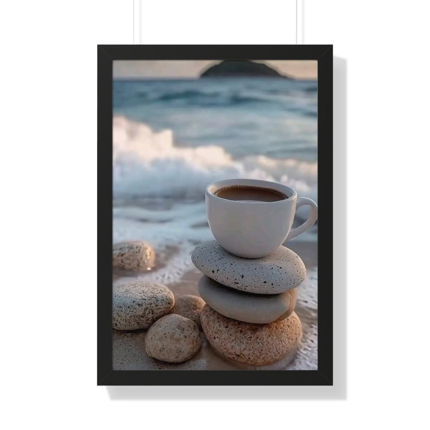 Coastal Coffee Beach Framed Wall Art