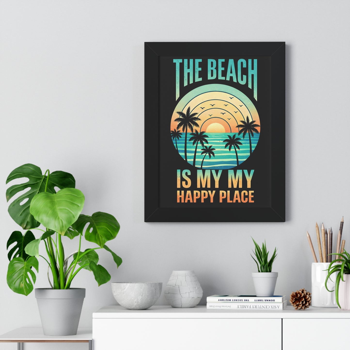 "The Beach Is My Happy Place" Framed Poster