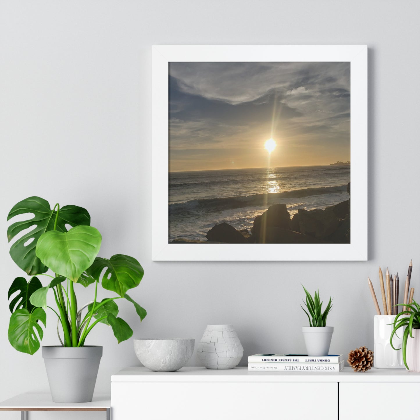 Sunset Beach (Santa Barbara, CA) Framed Poster — Coastal Ocean Wall Art