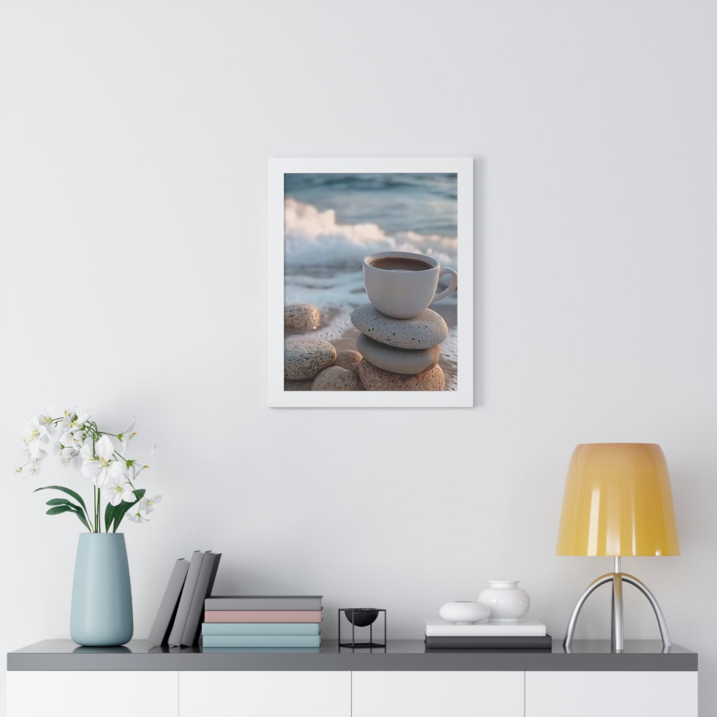 Coastal Coffee Beach Framed Wall Art