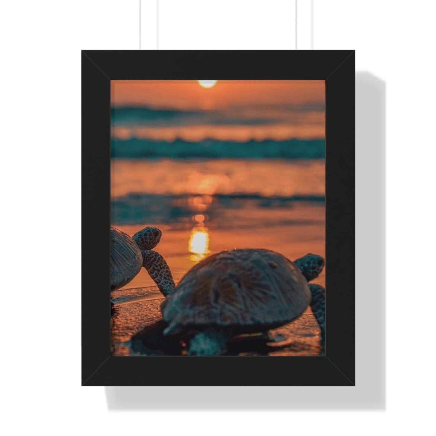 Sea Turtle Sunset Framed Poster