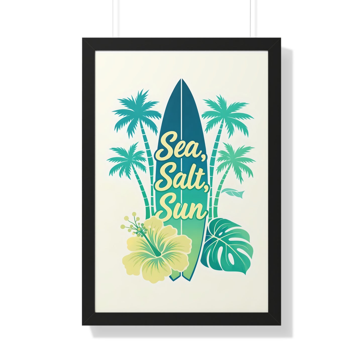 "Sea, Salt, Sun" Tropical Surf Framed Poster