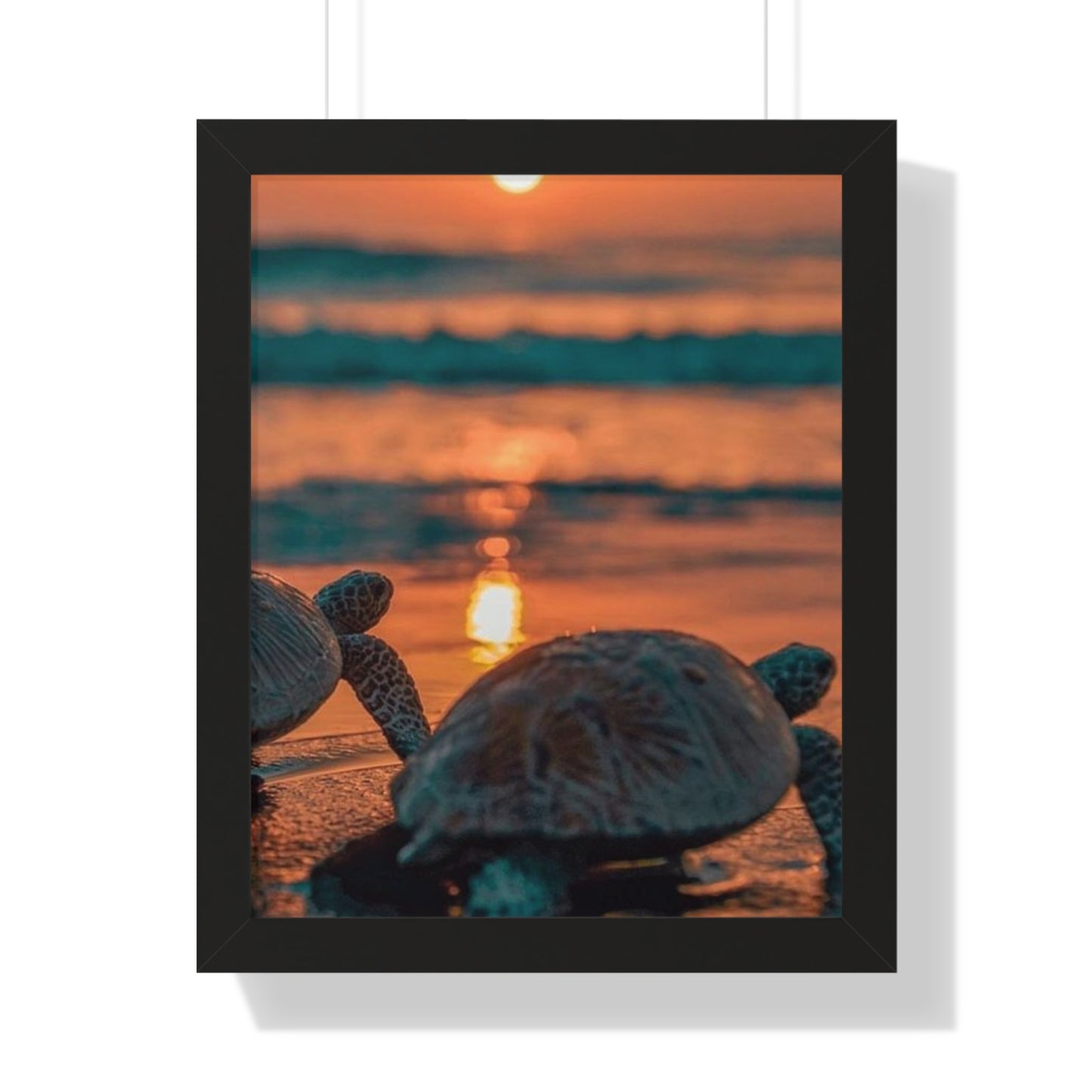 Sea Turtle Sunset Framed Poster
