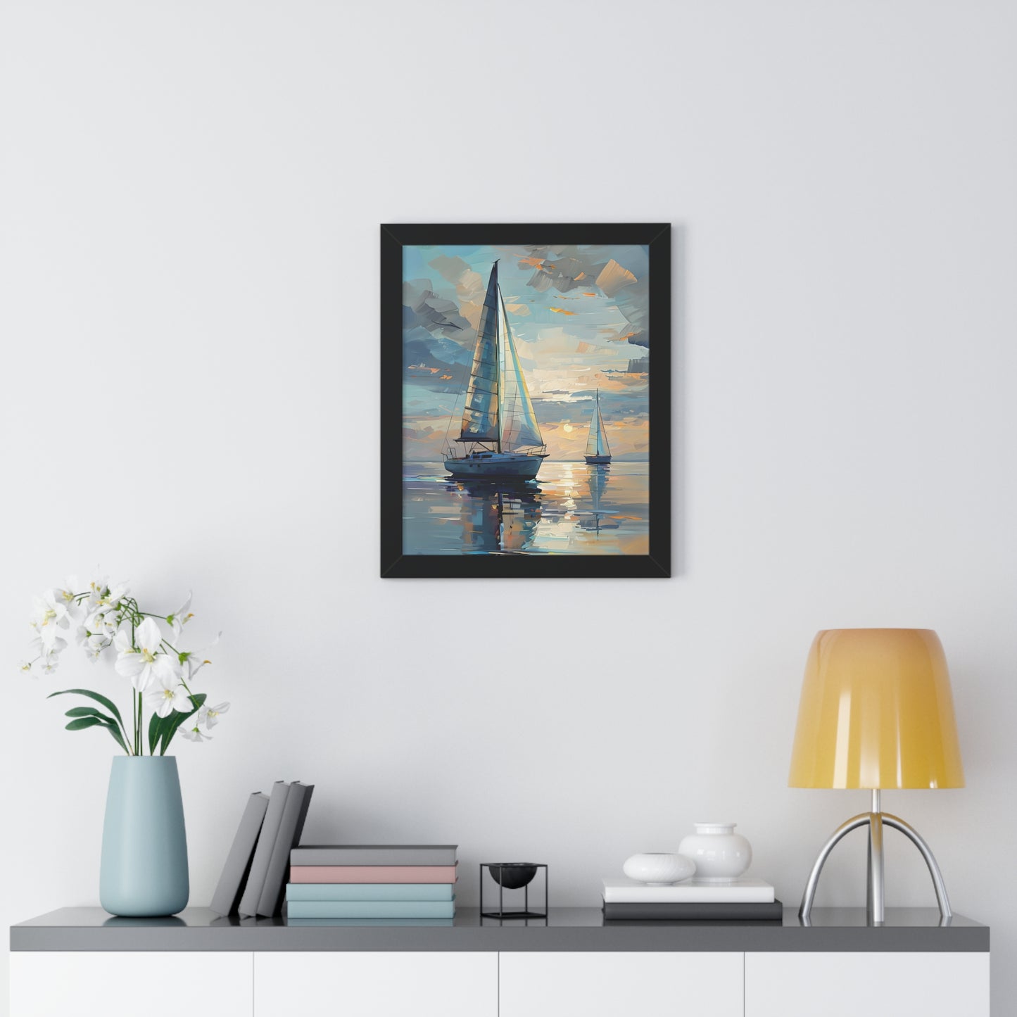 Sailboat Sunset Framed Poster