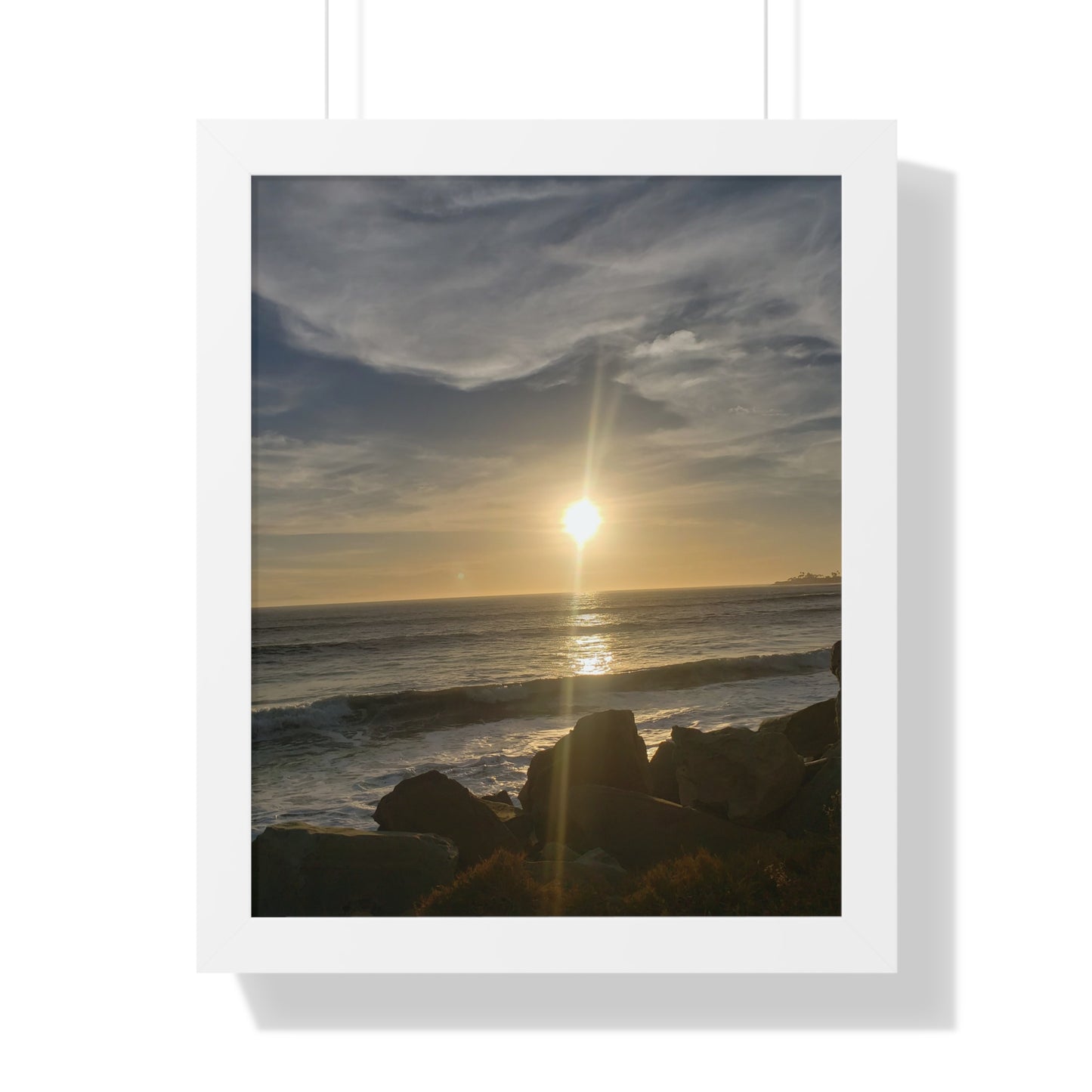 Sunset Beach (Santa Barbara, CA) Framed Poster — Coastal Ocean Wall Art