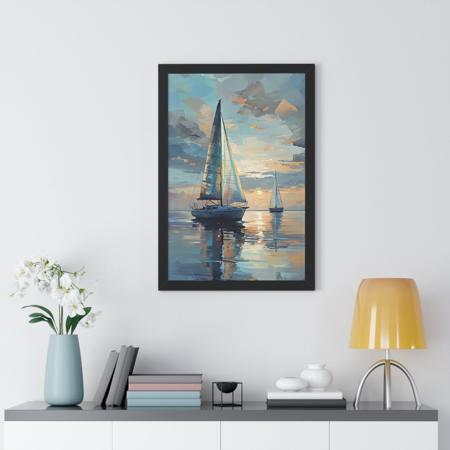 Sailboat Sunset Framed Poster